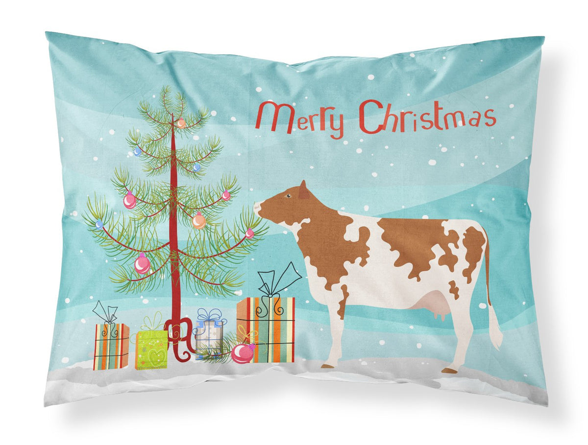 Ayrshire Cow Christmas Fabric Standard Pillowcase BB9194PILLOWCASE by Caroline&#39;s Treasures