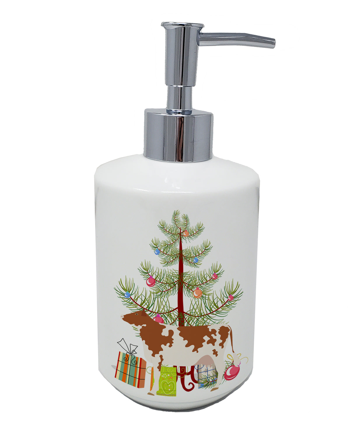 Buy this Ayrshire Cow Christmas Ceramic Soap Dispenser