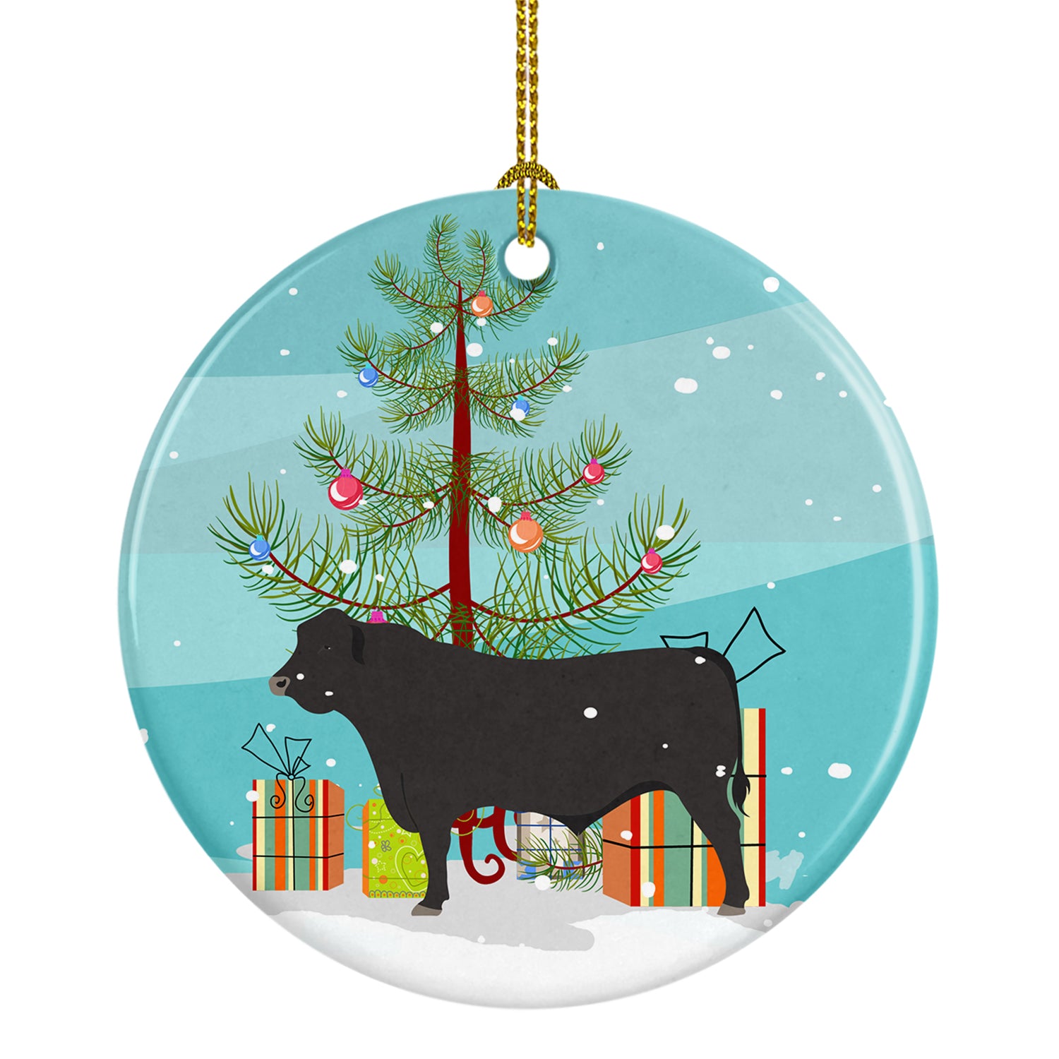 Black Angus Cow Christmas Ceramic Ornament BB9195CO1 - the-store.com