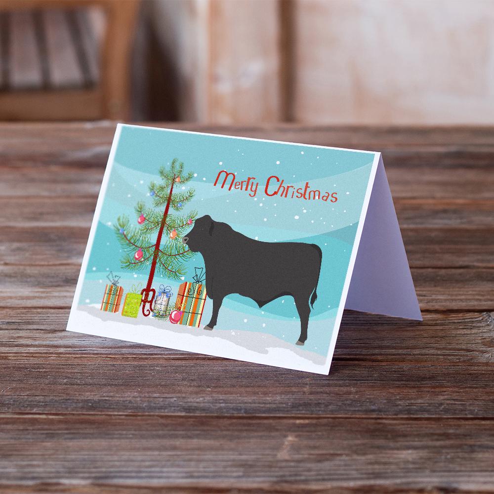 Black Angus Cow Christmas Greeting Cards and Envelopes Pack of 8 - the-store.com