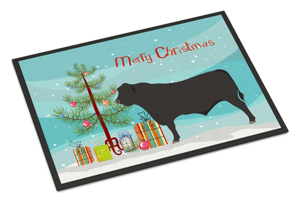 Black Angus Cow Christmas Indoor or Outdoor Mat 24x36 BB9195JMAT by Caroline&#39;s Treasures