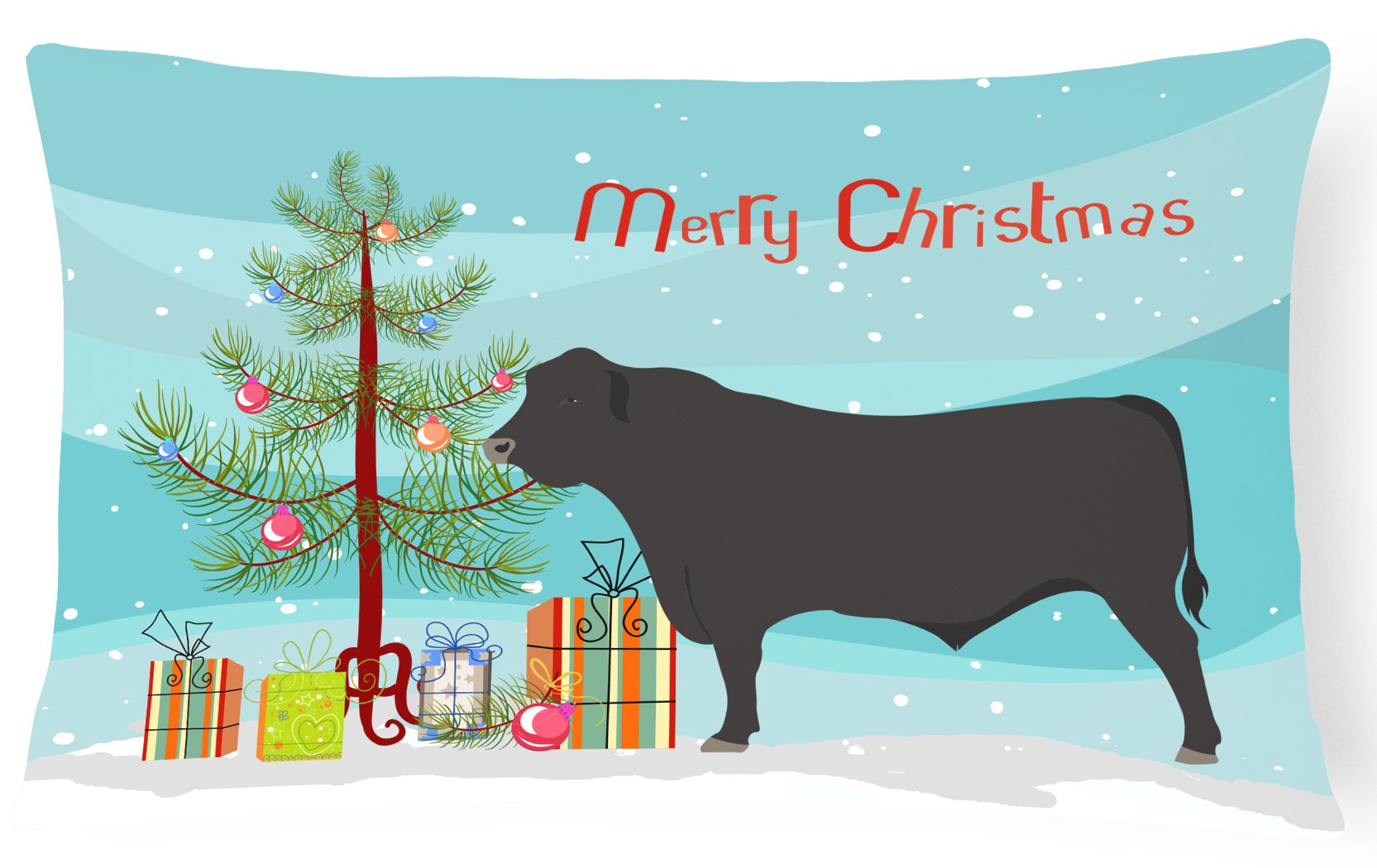 Black Angus Cow Christmas Canvas Fabric Decorative Pillow BB9195PW1216 by Caroline's Treasures