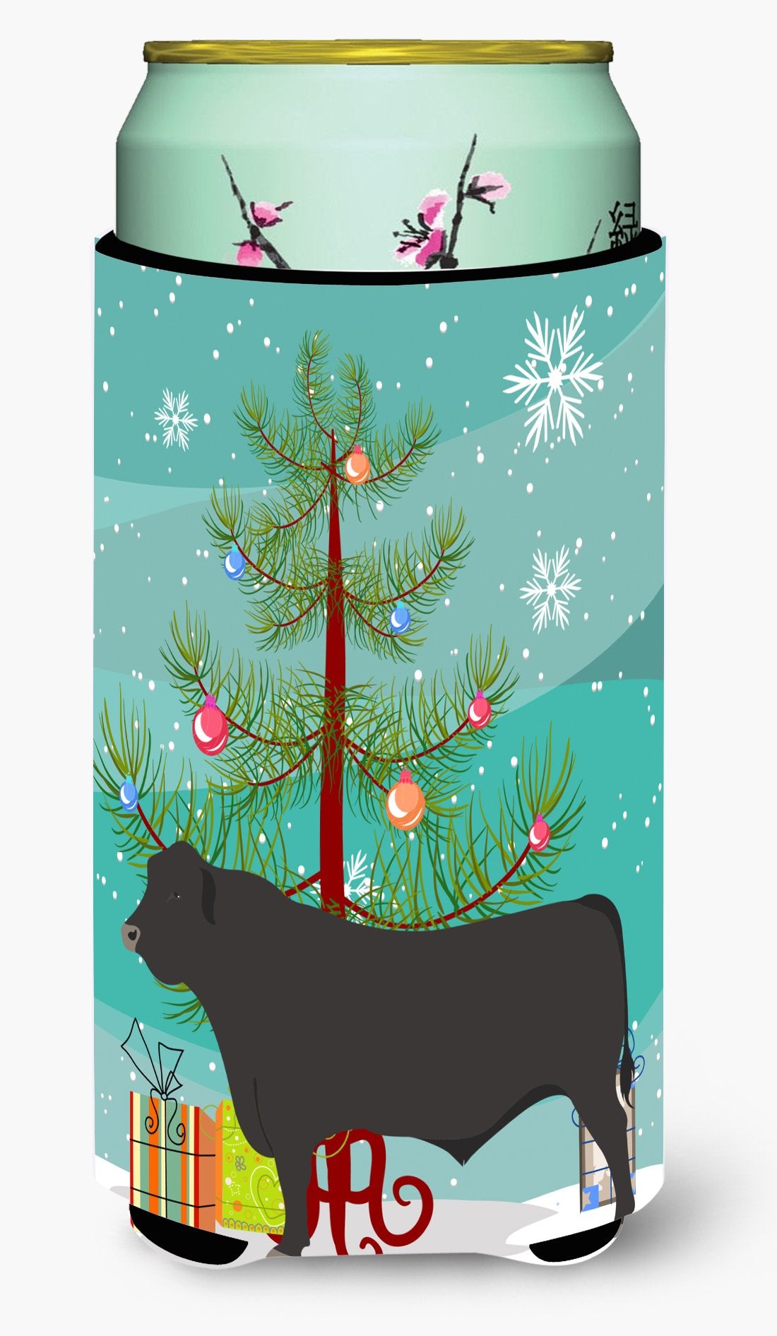 Black Angus Cow Christmas Tall Boy Beverage Insulator Hugger BB9195TBC by Caroline&#39;s Treasures