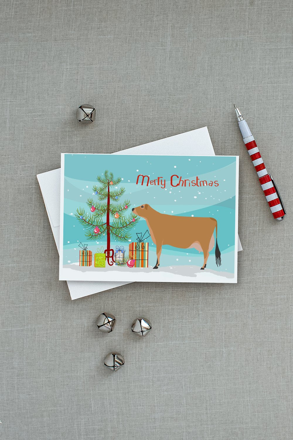 Jersey Cow Christmas Greeting Cards and Envelopes Pack of 8 - the-store.com