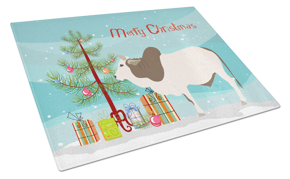 Malvi Cow Christmas Glass Cutting Board Large BB9197LCB by Caroline&#39;s Treasures