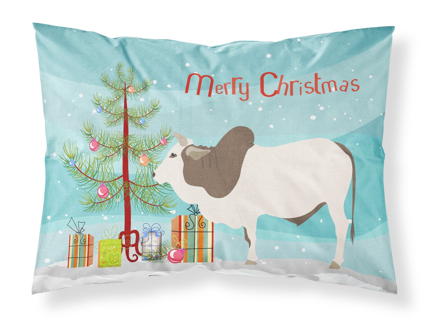 Malvi Cow Christmas Fabric Standard Pillowcase BB9197PILLOWCASE by Caroline's Treasures