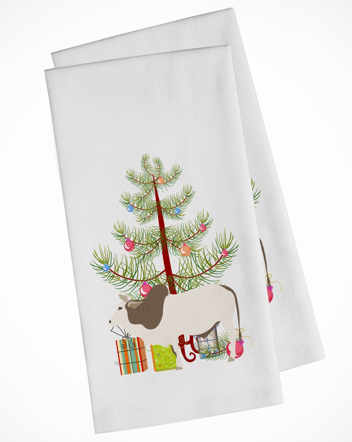 Malvi Cow Christmas White Kitchen Towel Set of 2 BB9197WTKT by Caroline&#39;s Treasures