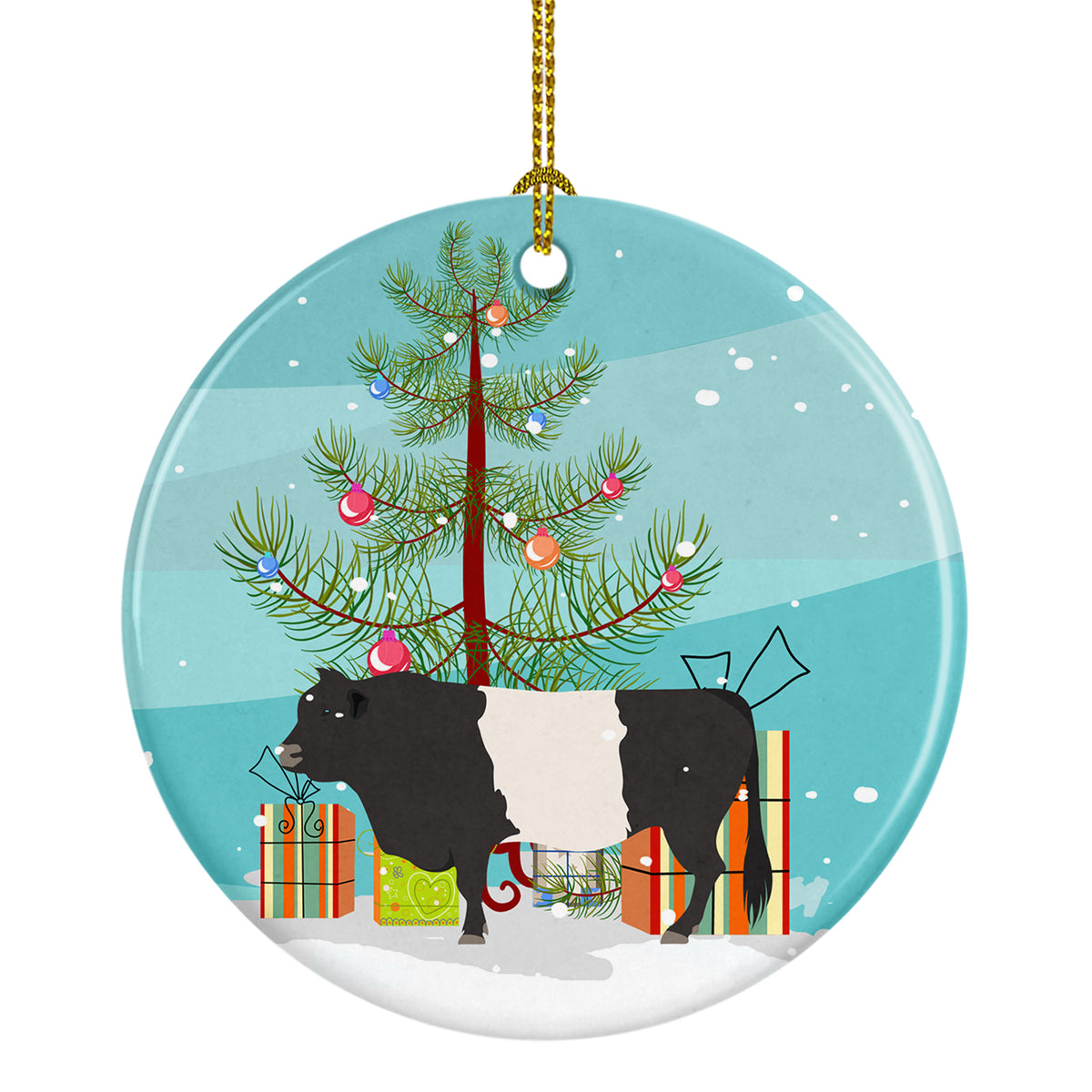 Belted Galloway Cow Christmas Ceramic Ornament BB9198CO1 - the-store.com