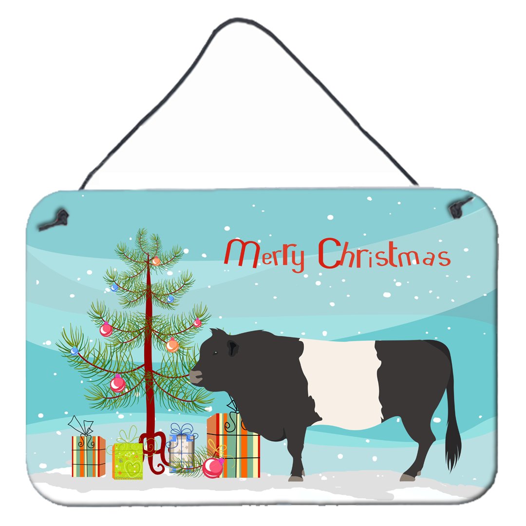 Belted Galloway Cow Christmas Wall or Door Hanging Prints BB9198DS812 by Caroline&#39;s Treasures