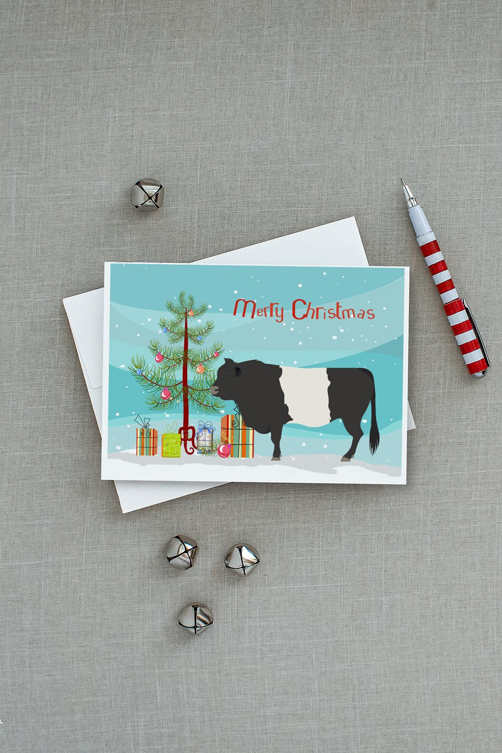 Belted Galloway Cow Christmas Greeting Cards and Envelopes Pack of 8 - the-store.com