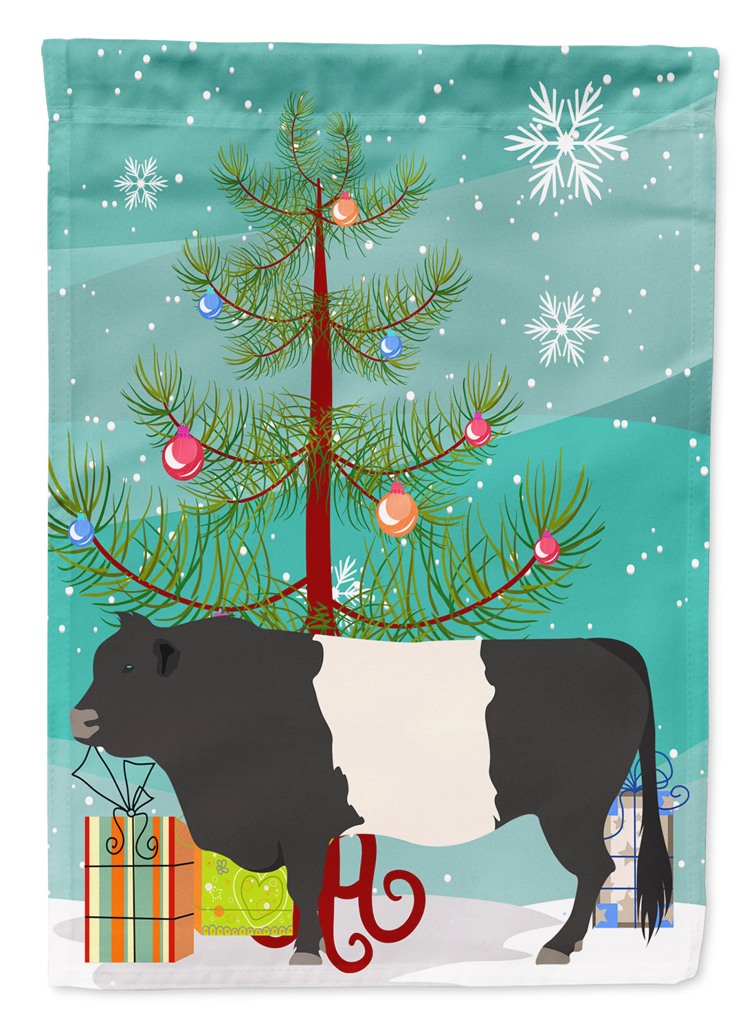 Belted Galloway Cow Christmas Flag Garden Size BB9198GF  the-store.com.