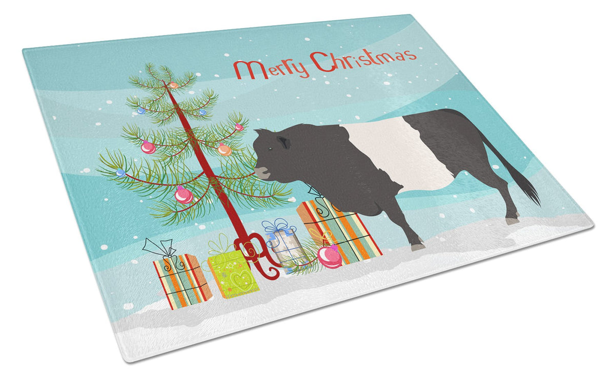 Belted Galloway Cow Christmas Glass Cutting Board Large BB9198LCB by Caroline&#39;s Treasures