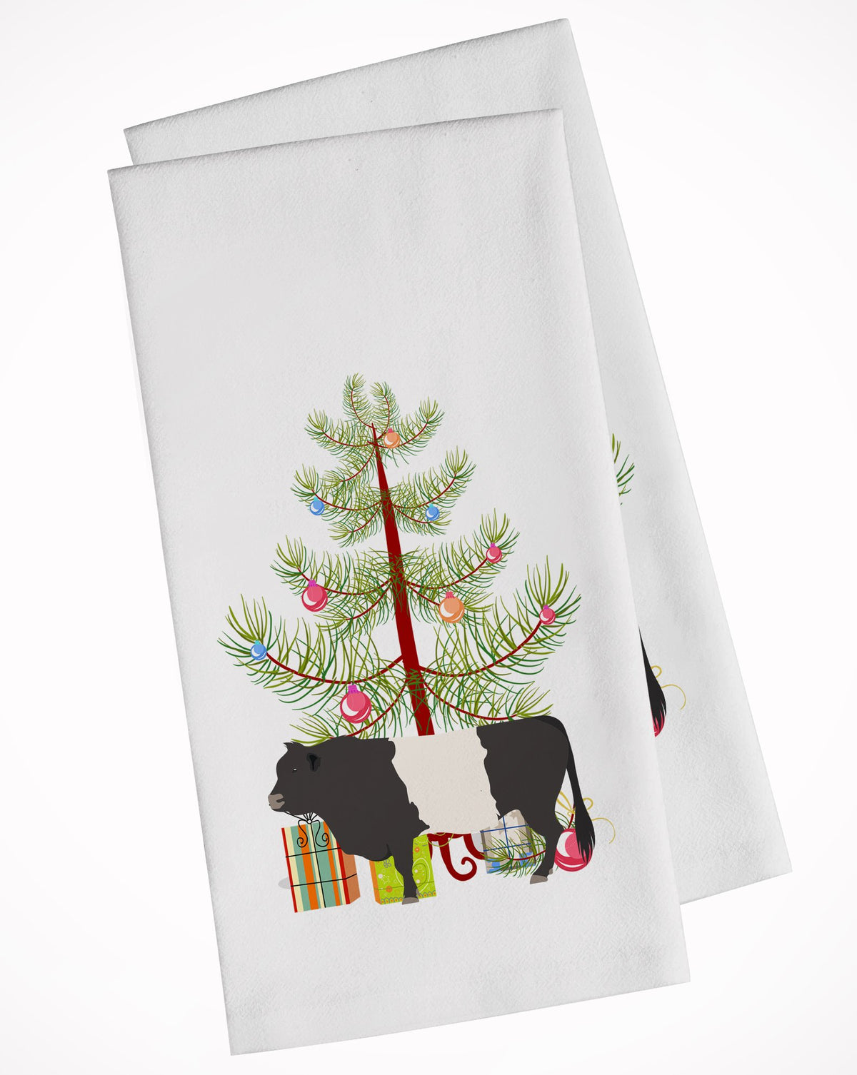 Belted Galloway Cow Christmas White Kitchen Towel Set of 2 BB9198WTKT by Caroline&#39;s Treasures