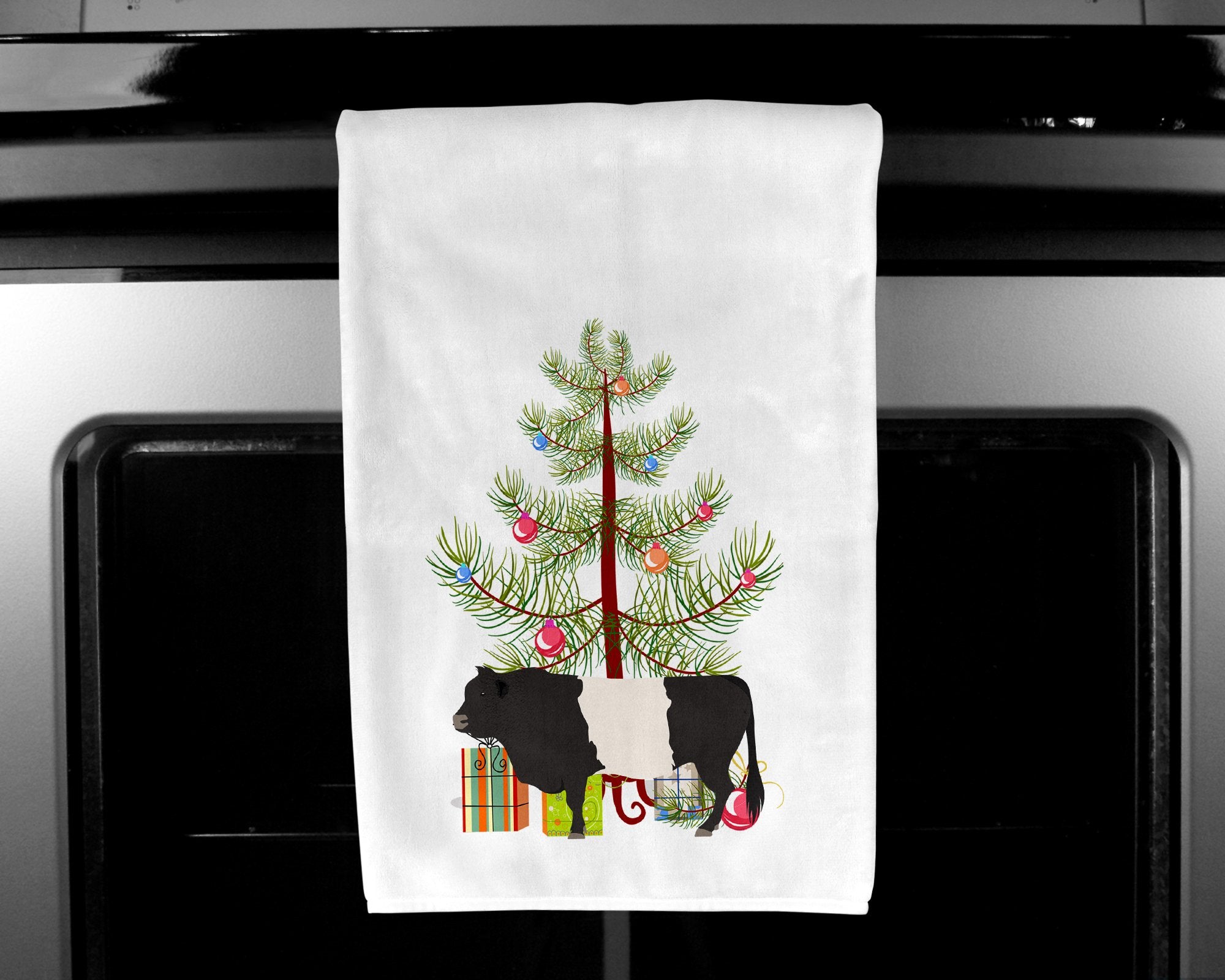 Belted Galloway Cow Christmas White Kitchen Towel Set of 2 BB9198WTKT by Caroline's Treasures