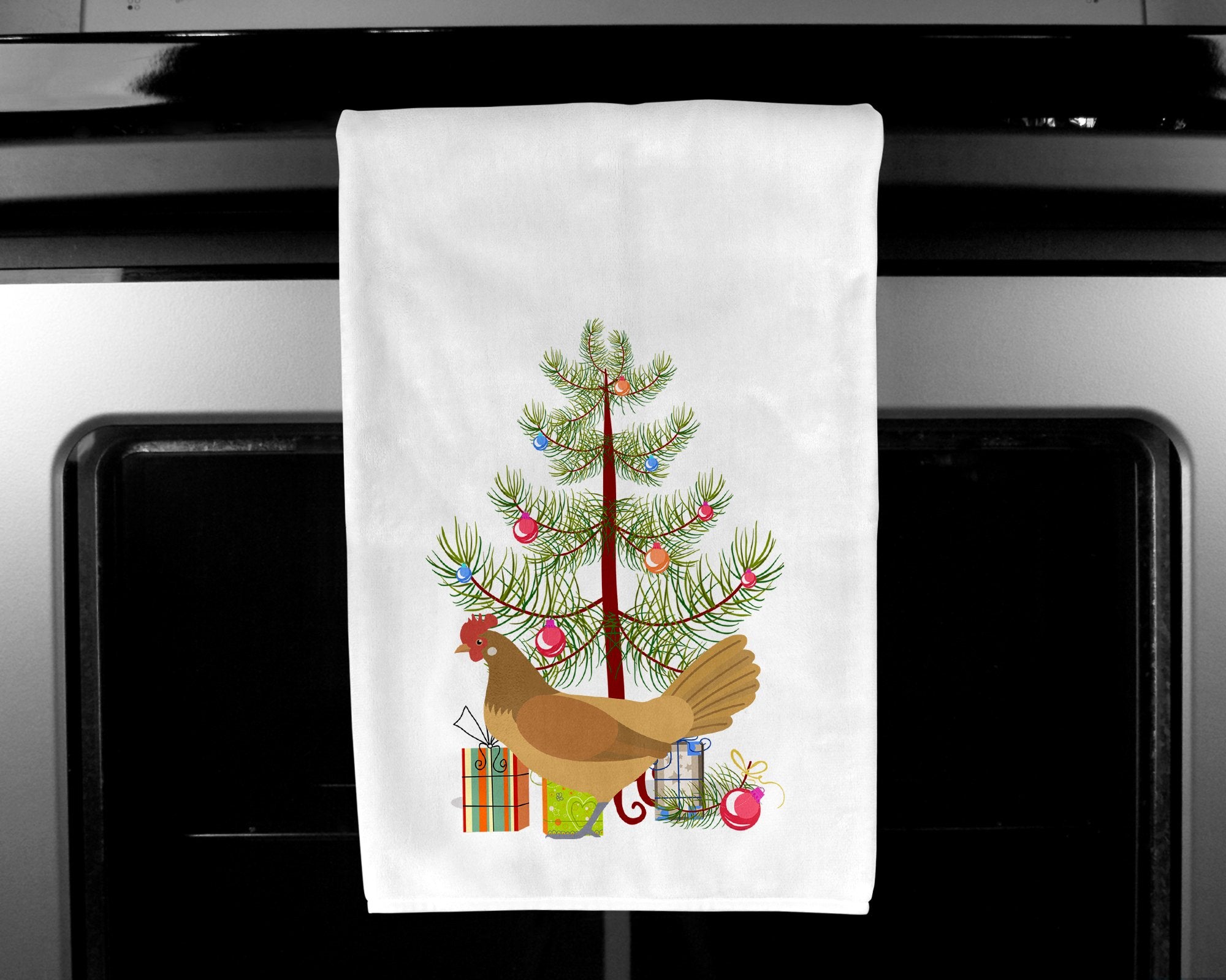 Frisian Friesian Chicken Christmas White Kitchen Towel Set of 2 BB9199WTKT by Caroline's Treasures