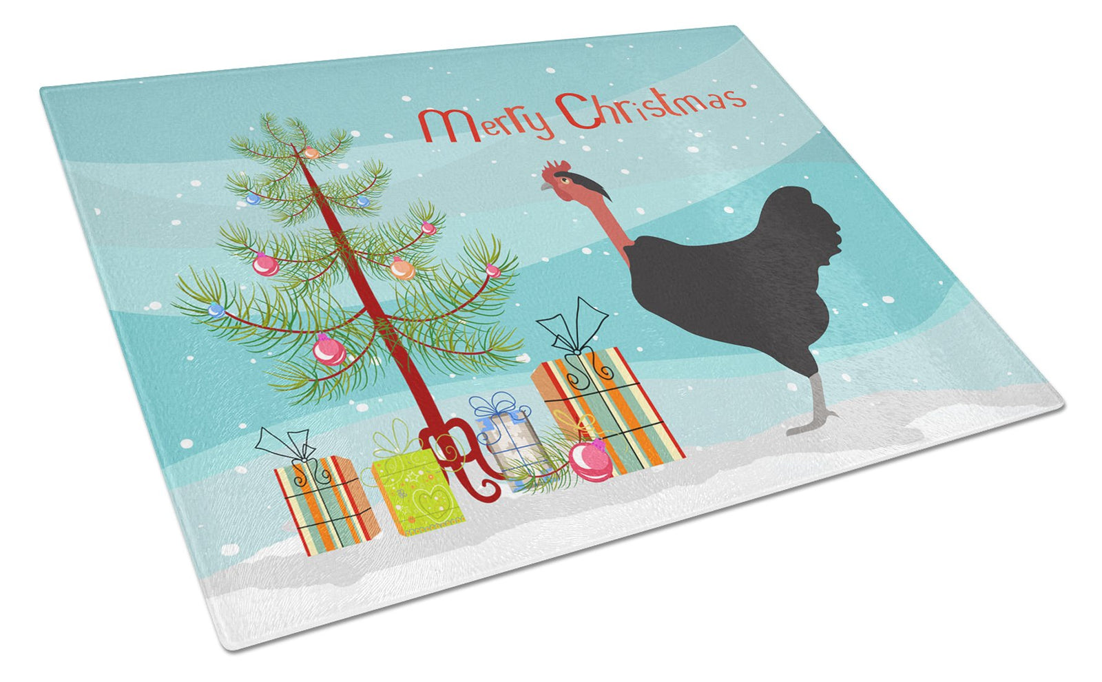 Naked Neck Chicken Christmas Glass Cutting Board Large BB9206LCB by Caroline's Treasures