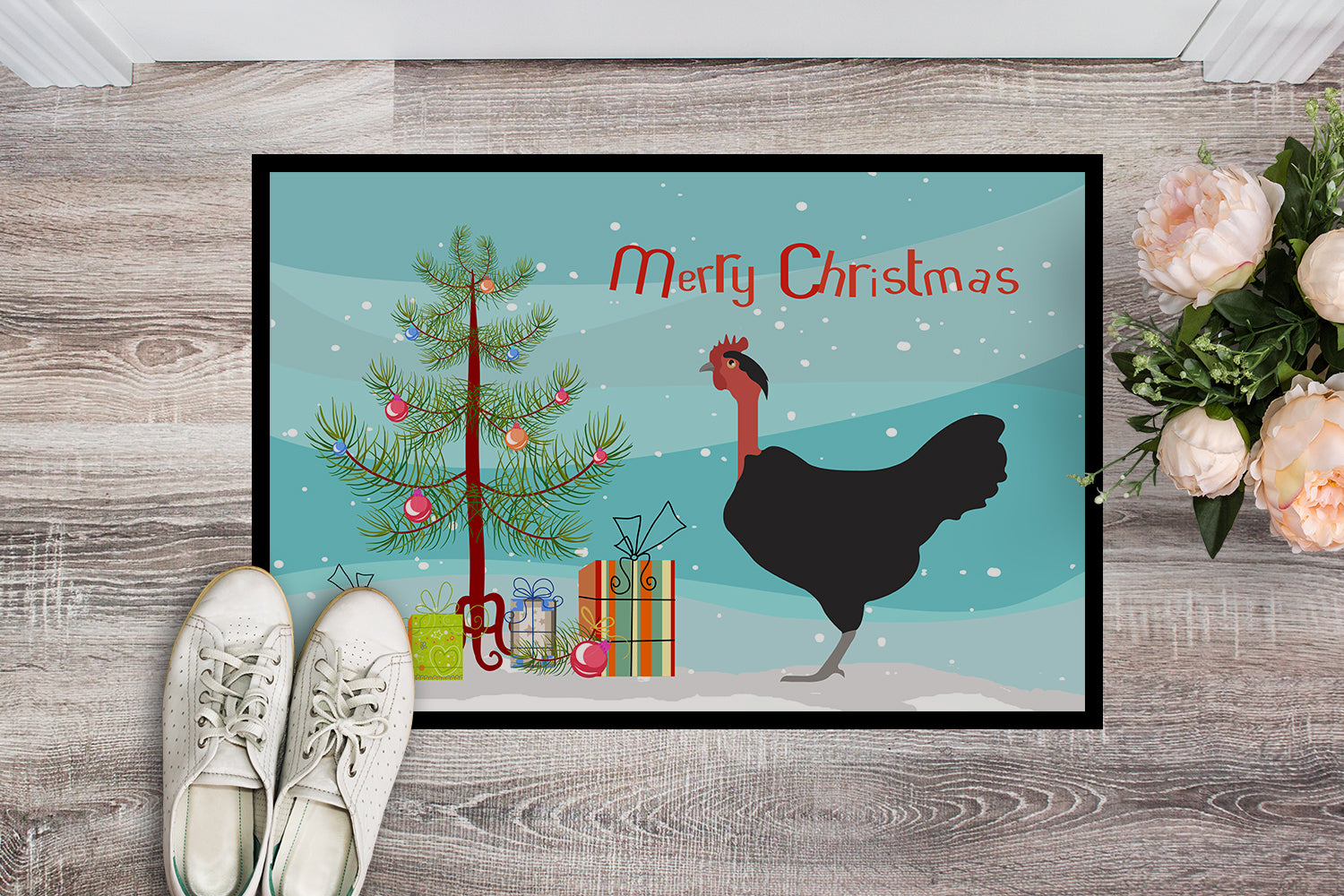 Naked Neck Chicken Christmas Indoor or Outdoor Mat 18x27 BB9206MAT - the-store.com