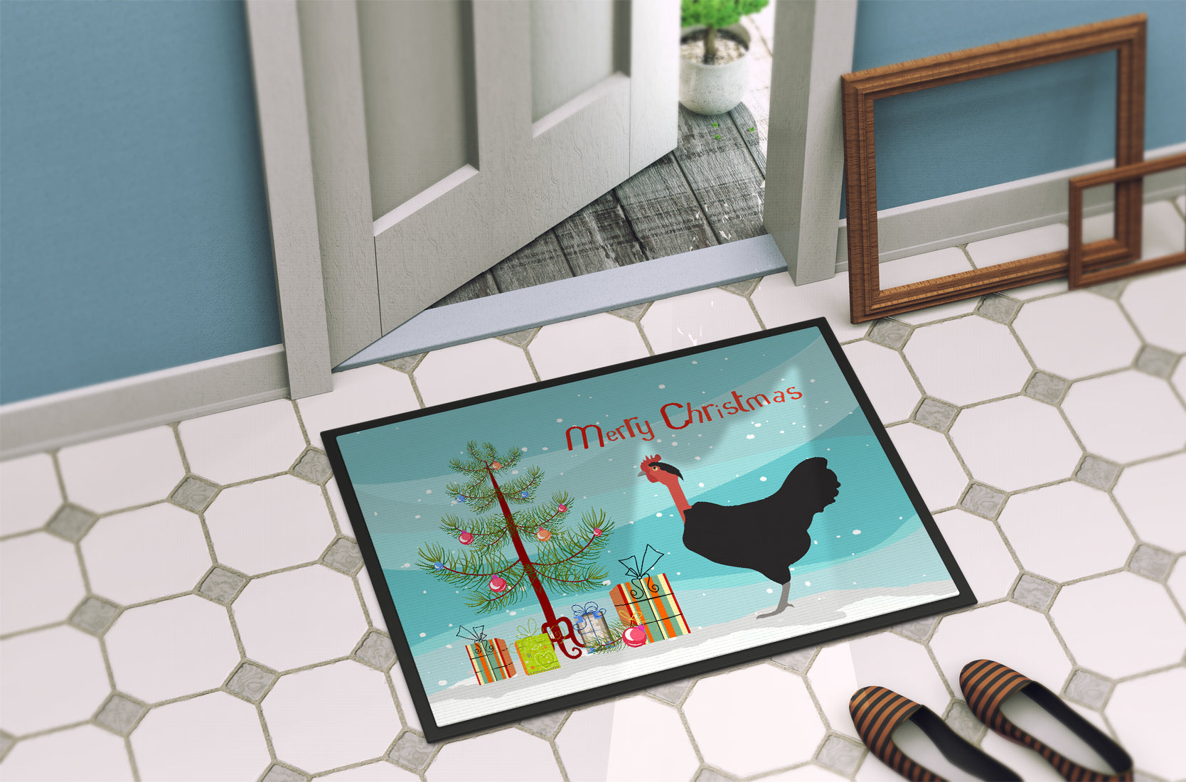 Naked Neck Chicken Christmas Indoor or Outdoor Mat 18x27 BB9206MAT - the-store.com