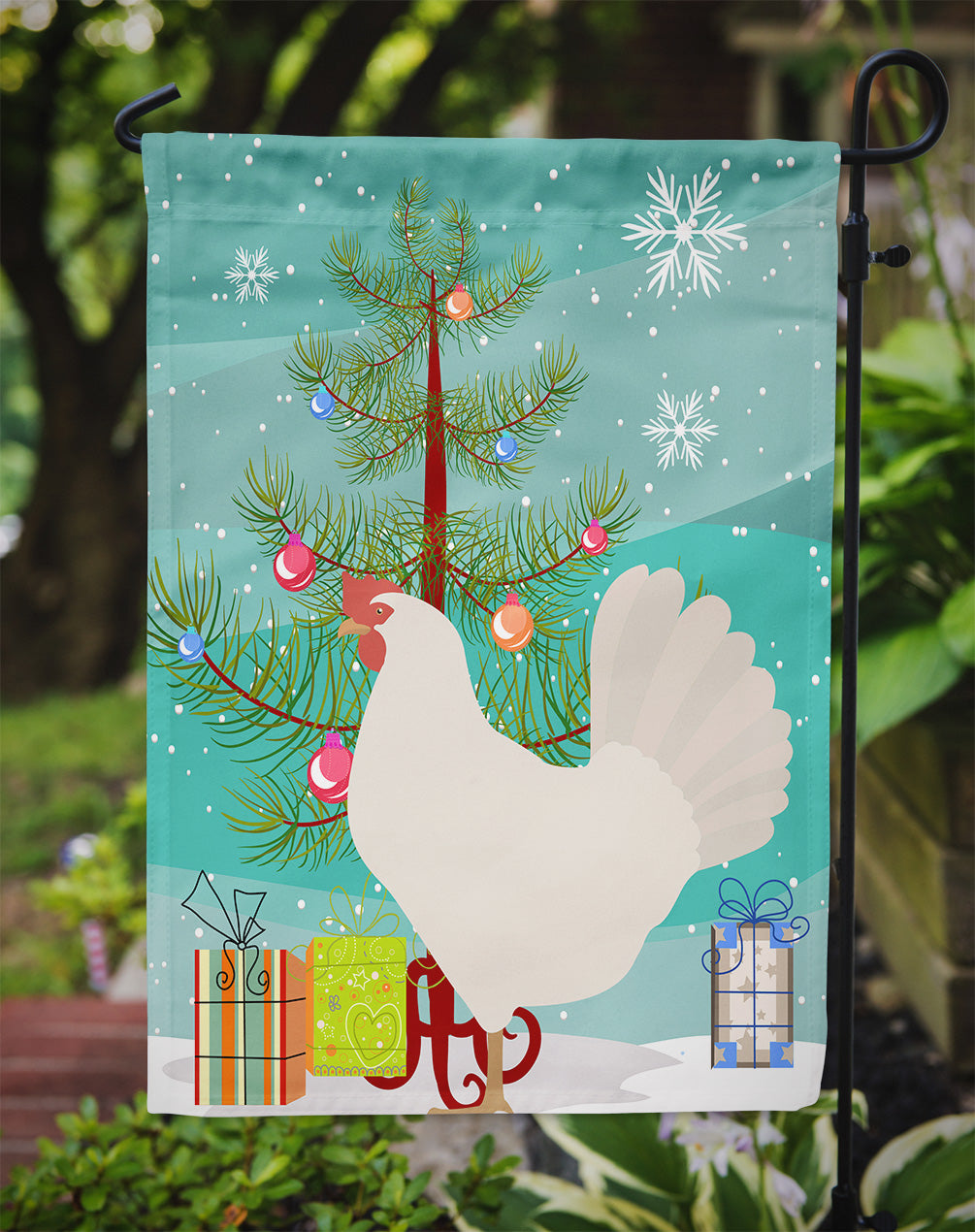 Leghorn Chicken Christmas Flag Garden Size BB9207GF