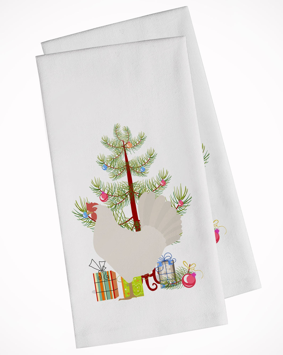 Leghorn Chicken Christmas White Kitchen Towel Set of 2 BB9207WTKT by Caroline&#39;s Treasures
