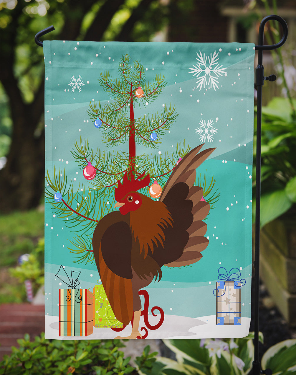 Malaysian Serama Chicken Christmas Flag Garden Size BB9209GF