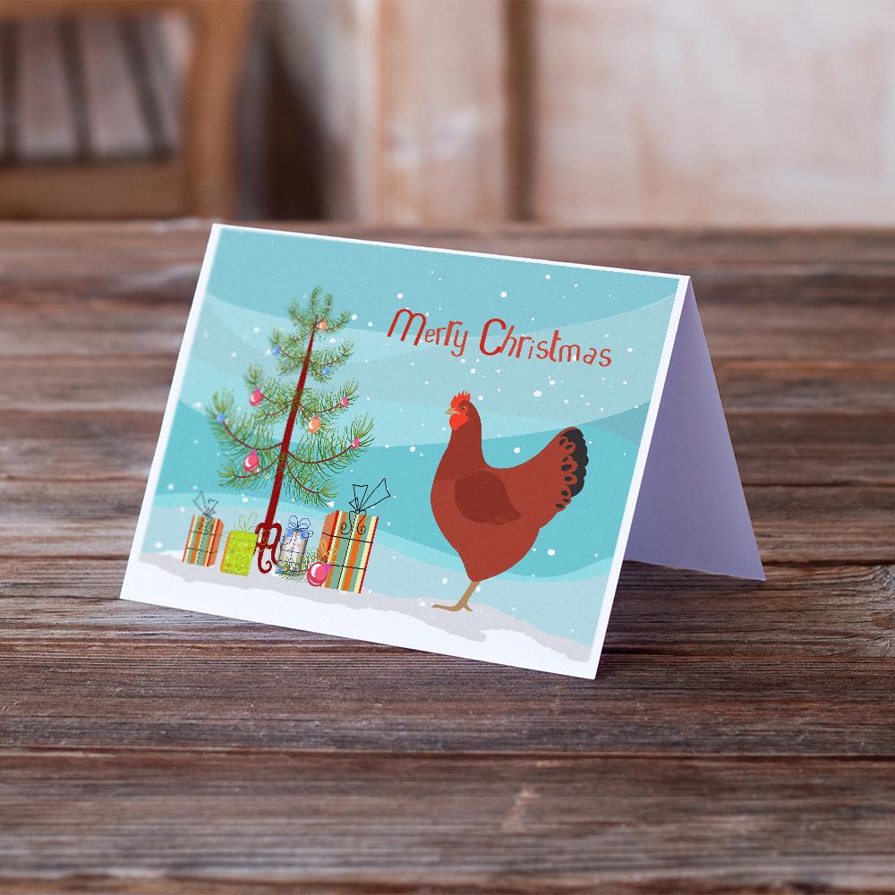 Caroline's Treasures New Hampshire Red Chicken Christmas Greeting Cards - Blank Note Cards – 8-Pack of Artist-Designed Cards with Envelopes