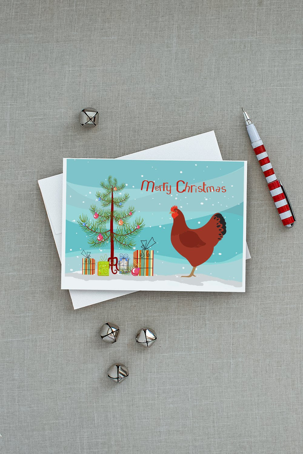 New Hampshire Red Chicken Christmas Greeting Cards and Envelopes Pack of 8 - the-store.com