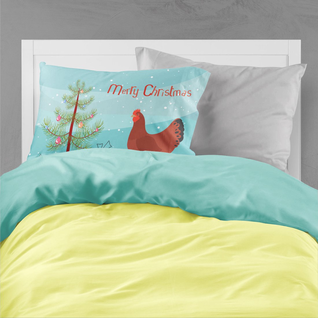 New Hampshire Red Chicken Christmas Fabric Standard Pillowcase BB9210PILLOWCASE by Caroline's Treasures