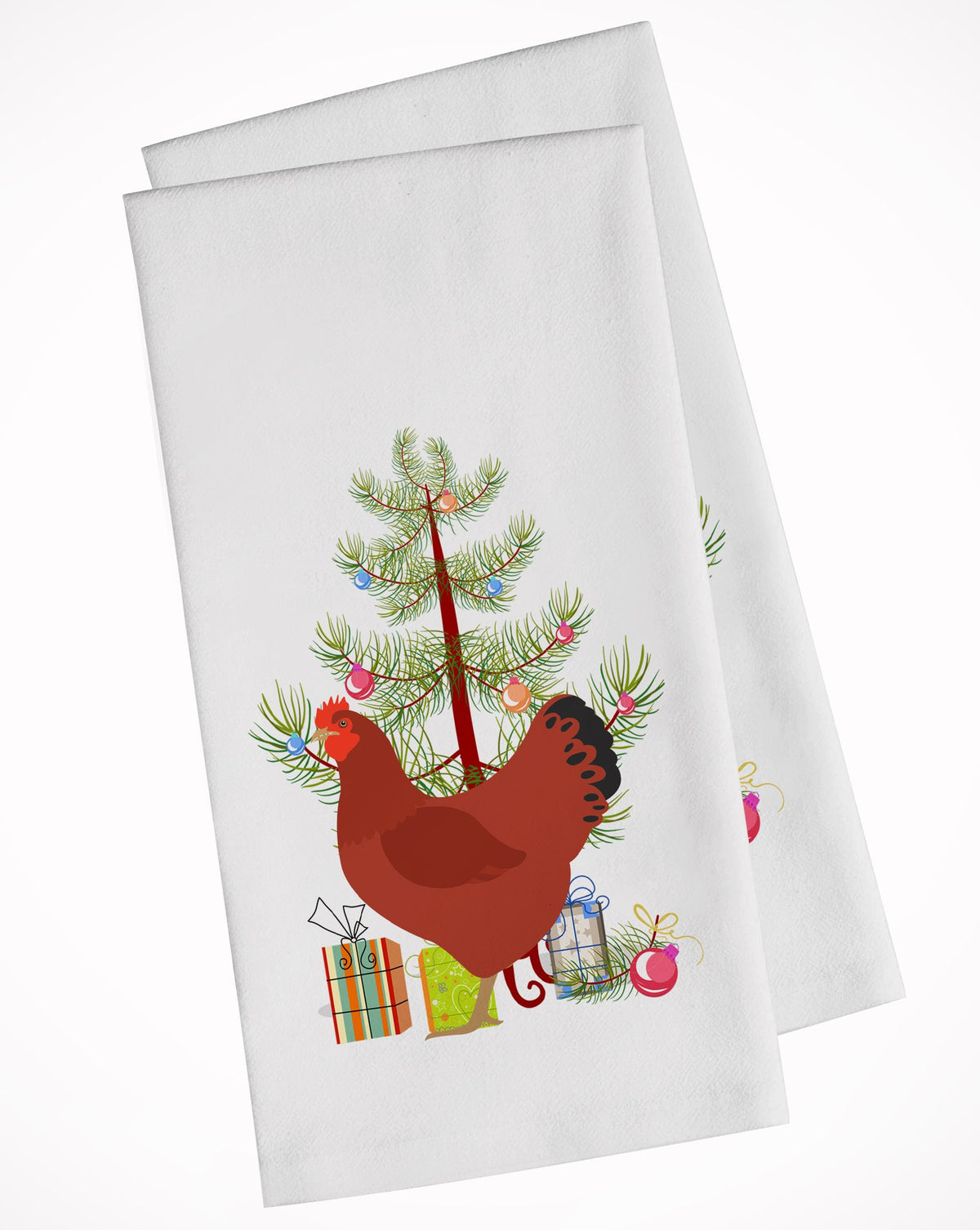 New Hampshire Red Chicken Christmas White Kitchen Towel Set of 2 BB9210WTKT by Caroline&#39;s Treasures