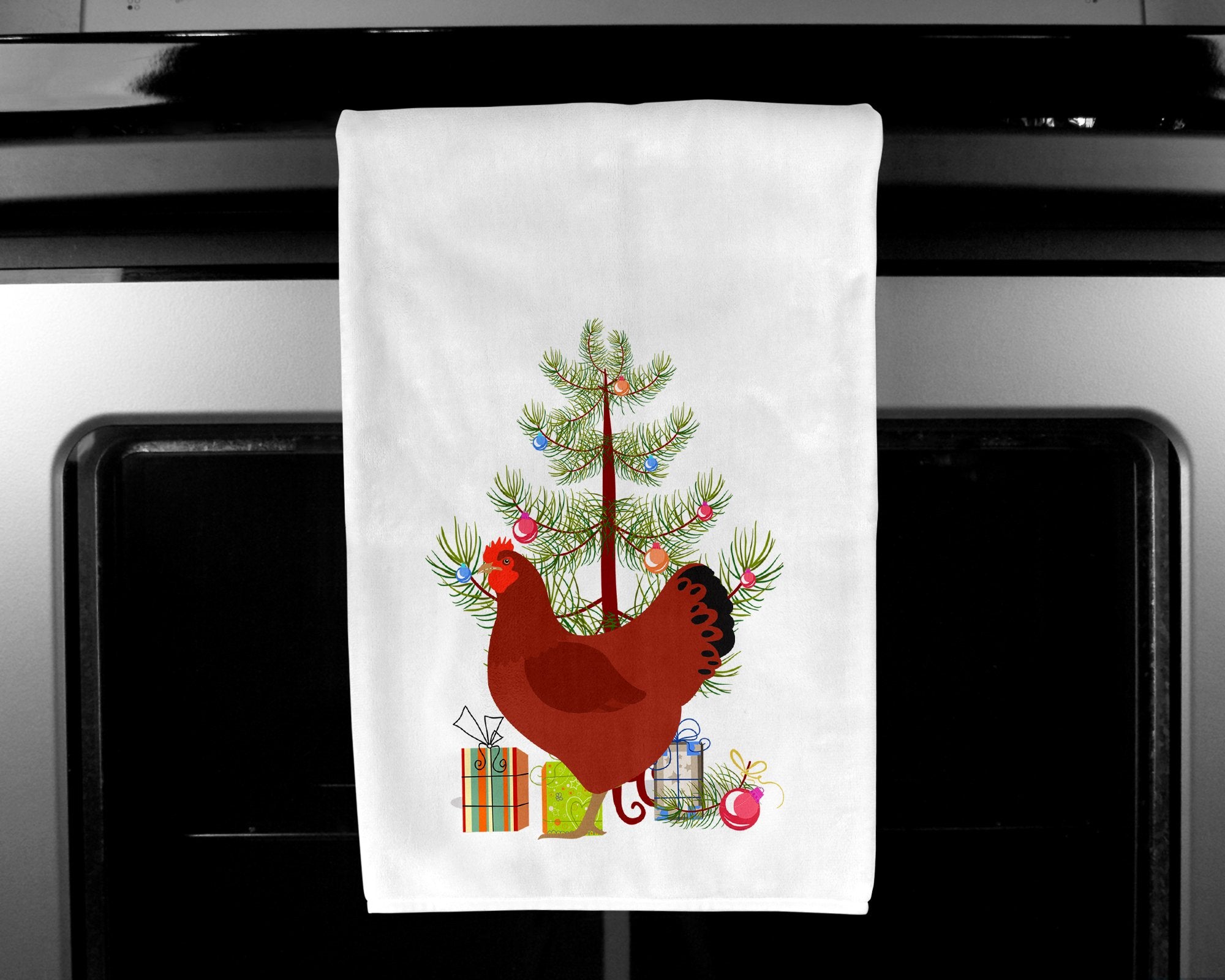 New Hampshire Red Chicken Christmas White Kitchen Towel Set of 2 BB9210WTKT by Caroline's Treasures