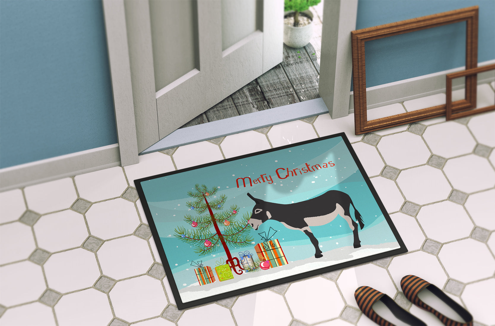 American Mammoth Jack Donkey Christmas Indoor or Outdoor Mat 18x27 BB9211MAT - the-store.com