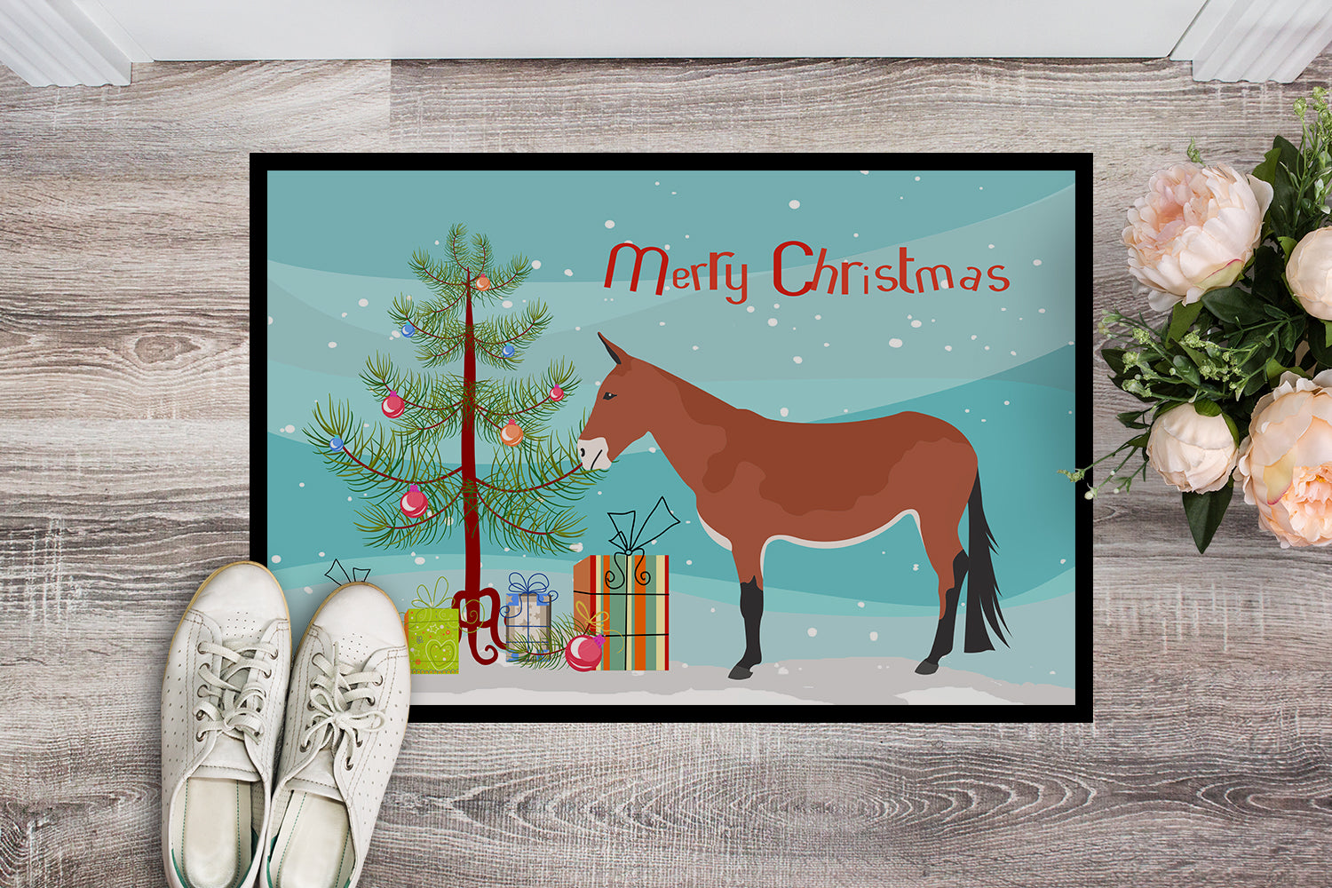 Mule Christmas Indoor or Outdoor Mat 18x27 BB9212MAT - the-store.com