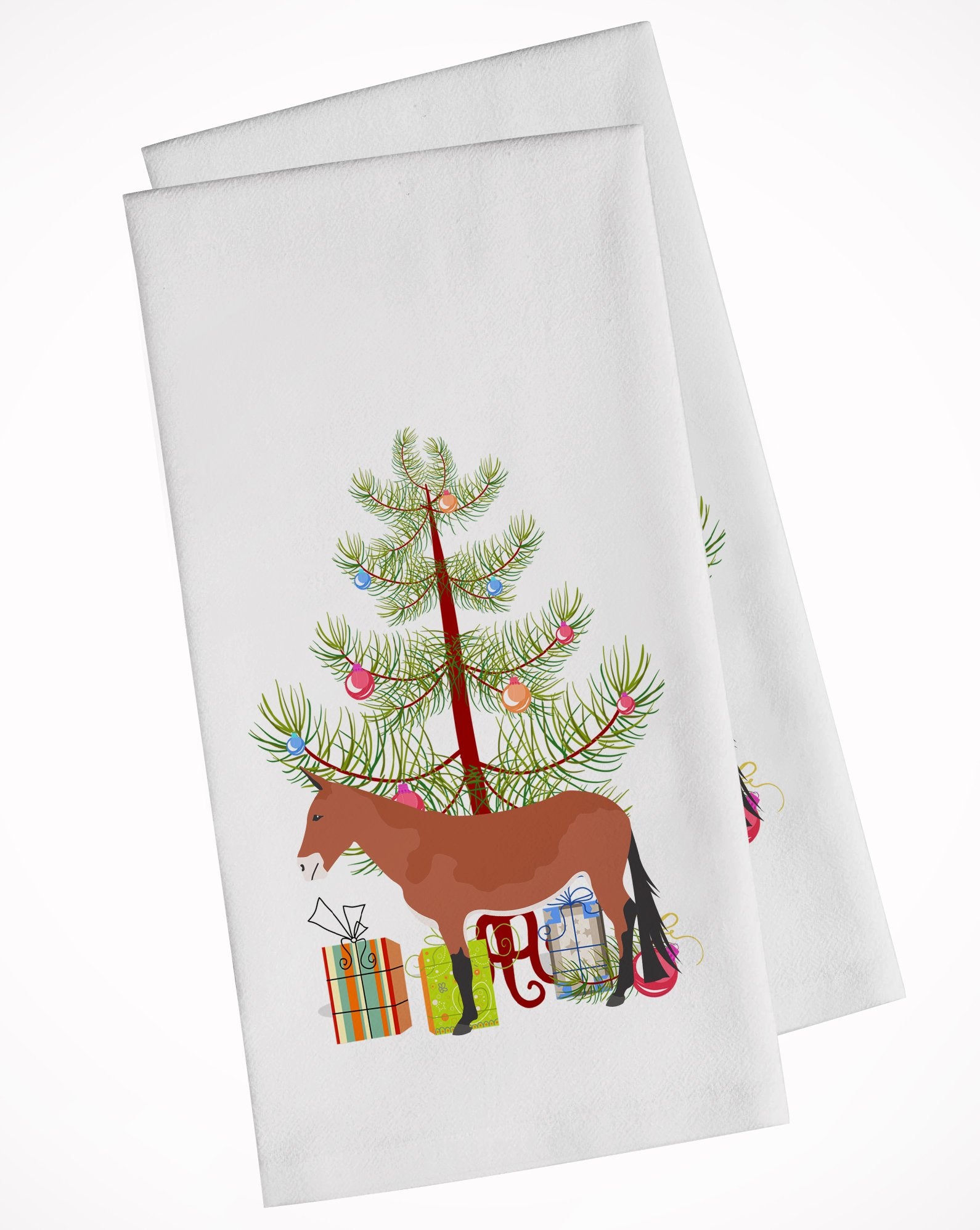 Mule Christmas White Kitchen Towel Set of 2 BB9212WTKT by Caroline's Treasures