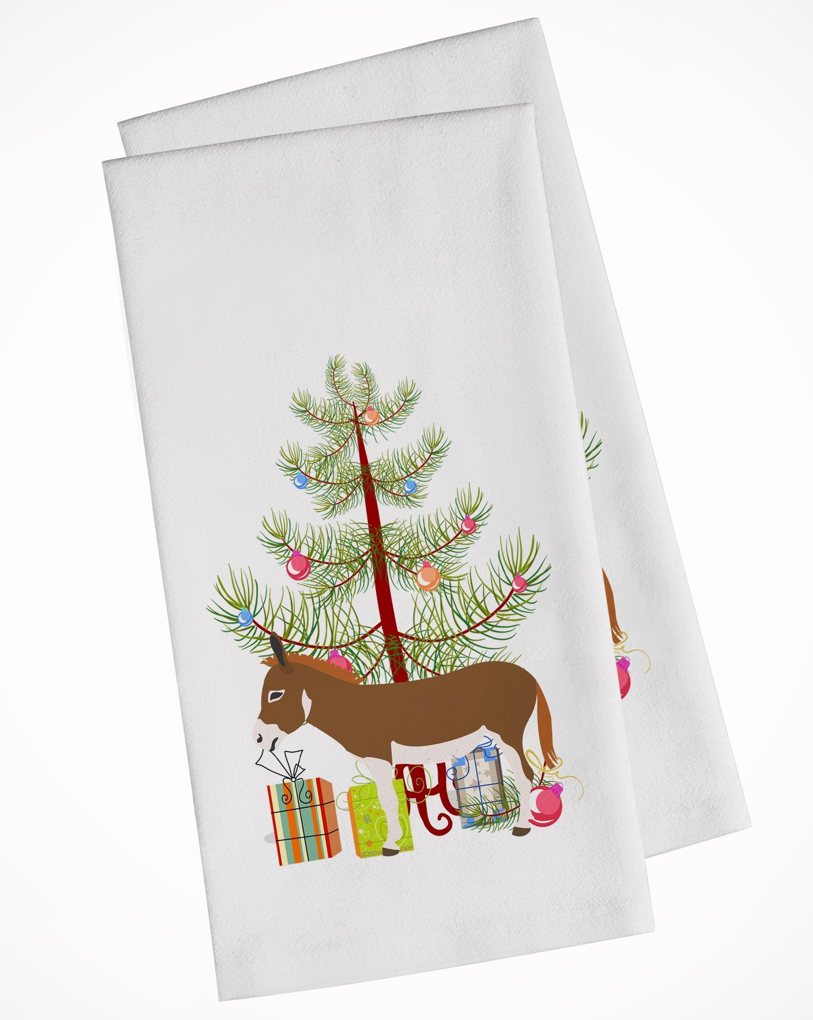 Miniature Mediterranian Donkey Christmas White Kitchen Towel Set of 2 BB9214WTKT by Caroline's Treasures