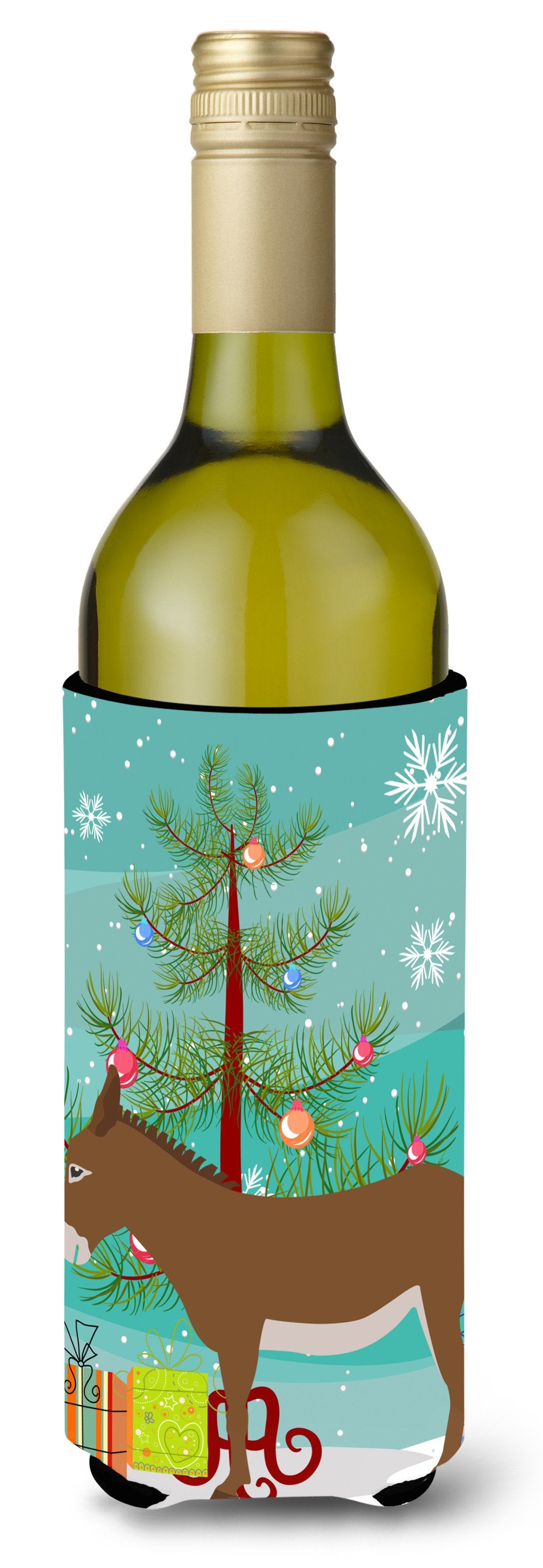 Cotentin Donkey Christmas Wine Bottle Beverge Insulator Hugger BB9216LITERK by Caroline&#39;s Treasures