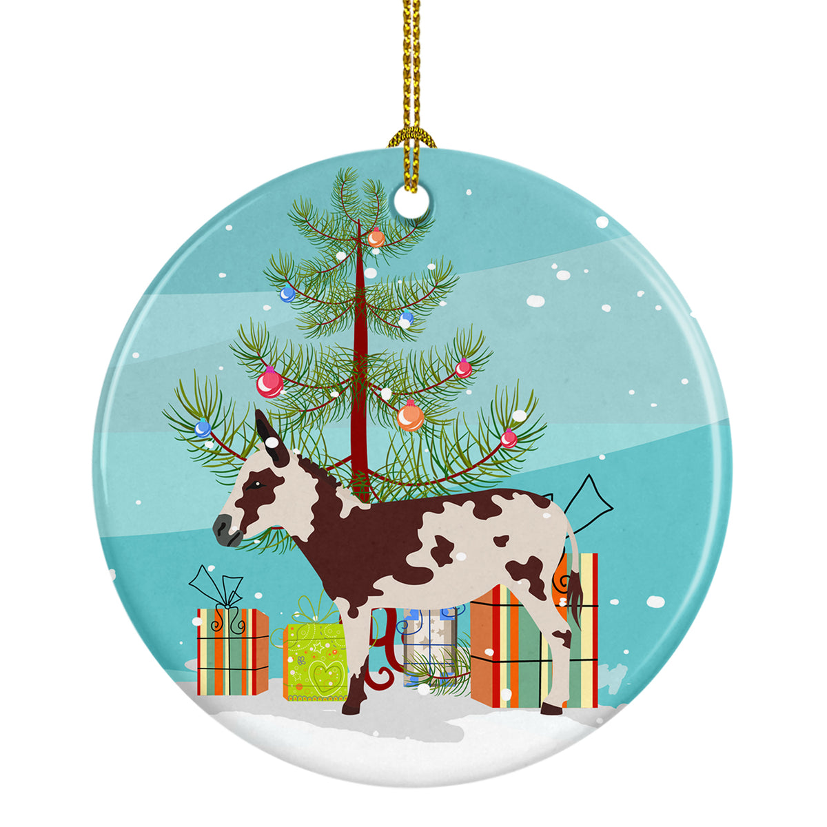 American Spotted Donkey Christmas Ceramic Ornament BB9218CO1 - the-store.com