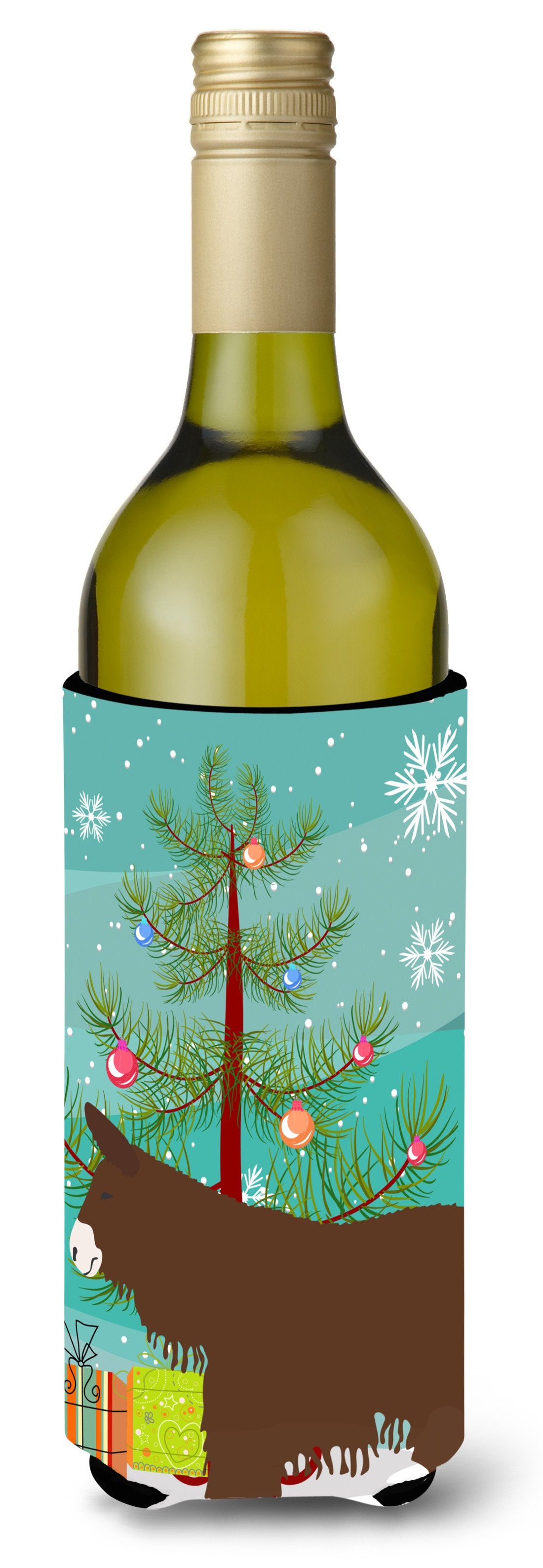Poitou Poiteuin Donkey Christmas Wine Bottle Beverge Insulator Hugger BB9219LITERK by Caroline&#39;s Treasures