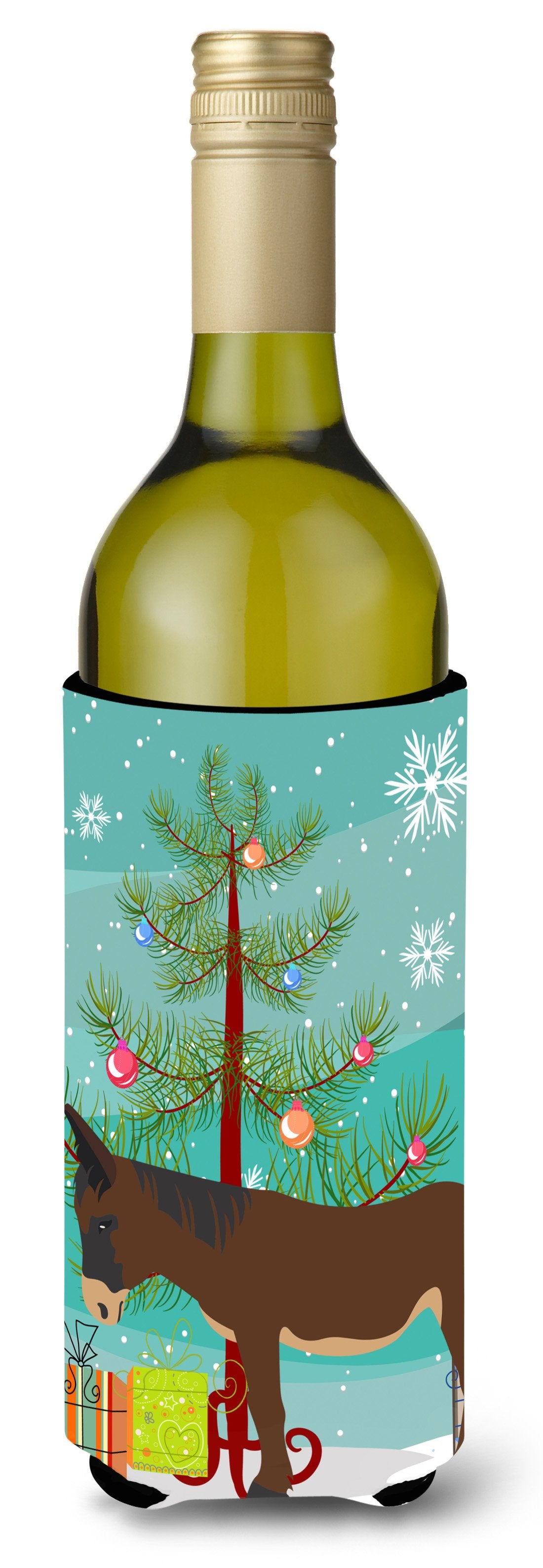 Zamorano-Leones Donkey Christmas Wine Bottle Beverge Insulator Hugger BB9220LITERK by Caroline&#39;s Treasures