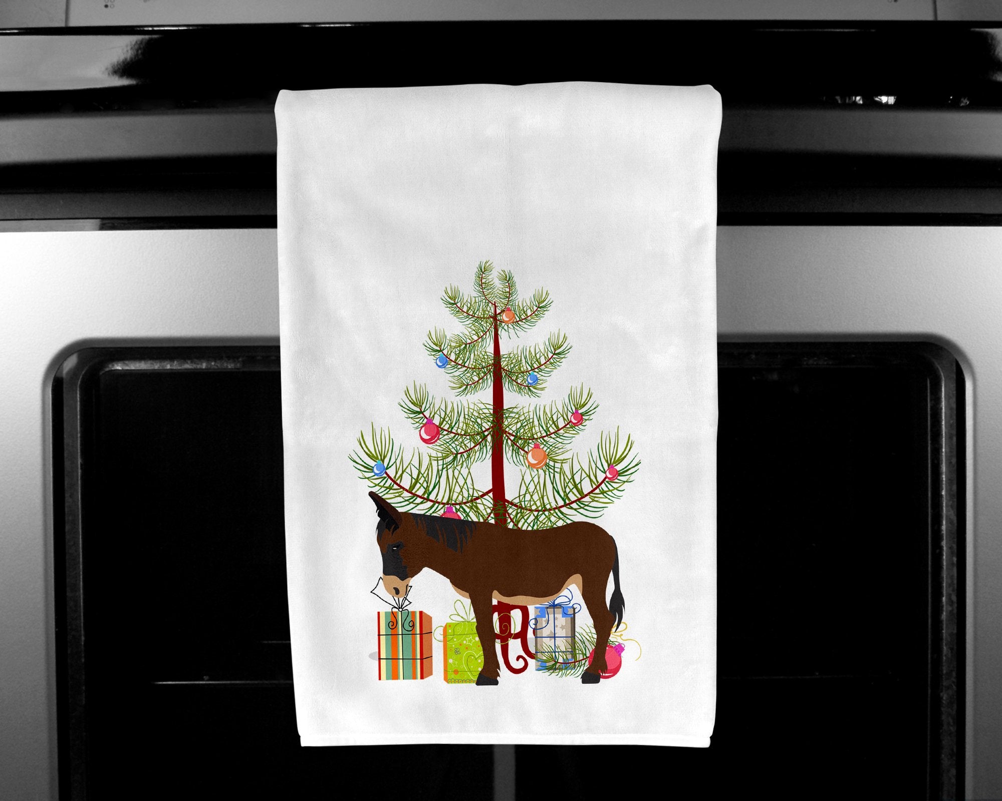 Zamorano-Leones Donkey Christmas White Kitchen Towel Set of 2 BB9220WTKT by Caroline's Treasures