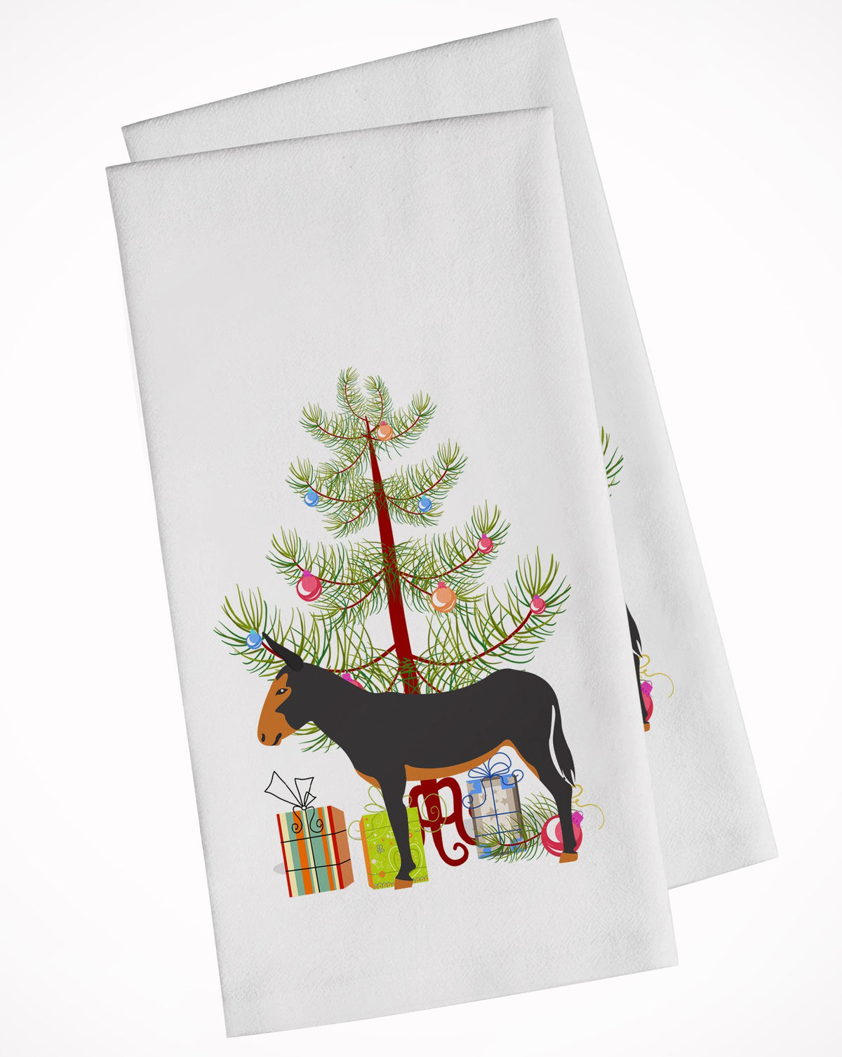 Catalan Donkey Christmas White Kitchen Towel Set of 2 BB9222WTKT by Caroline&#39;s Treasures