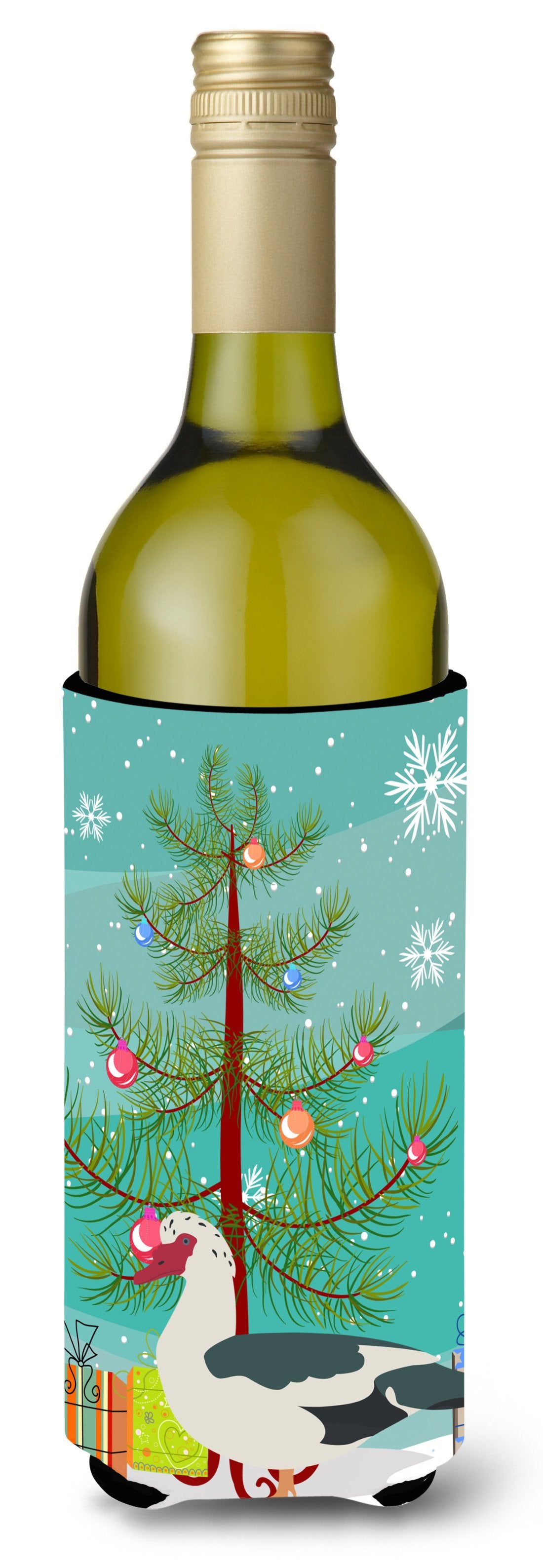 Muscovy Duck Christmas Wine Bottle Beverge Insulator Hugger BB9231LITERK by Caroline's Treasures