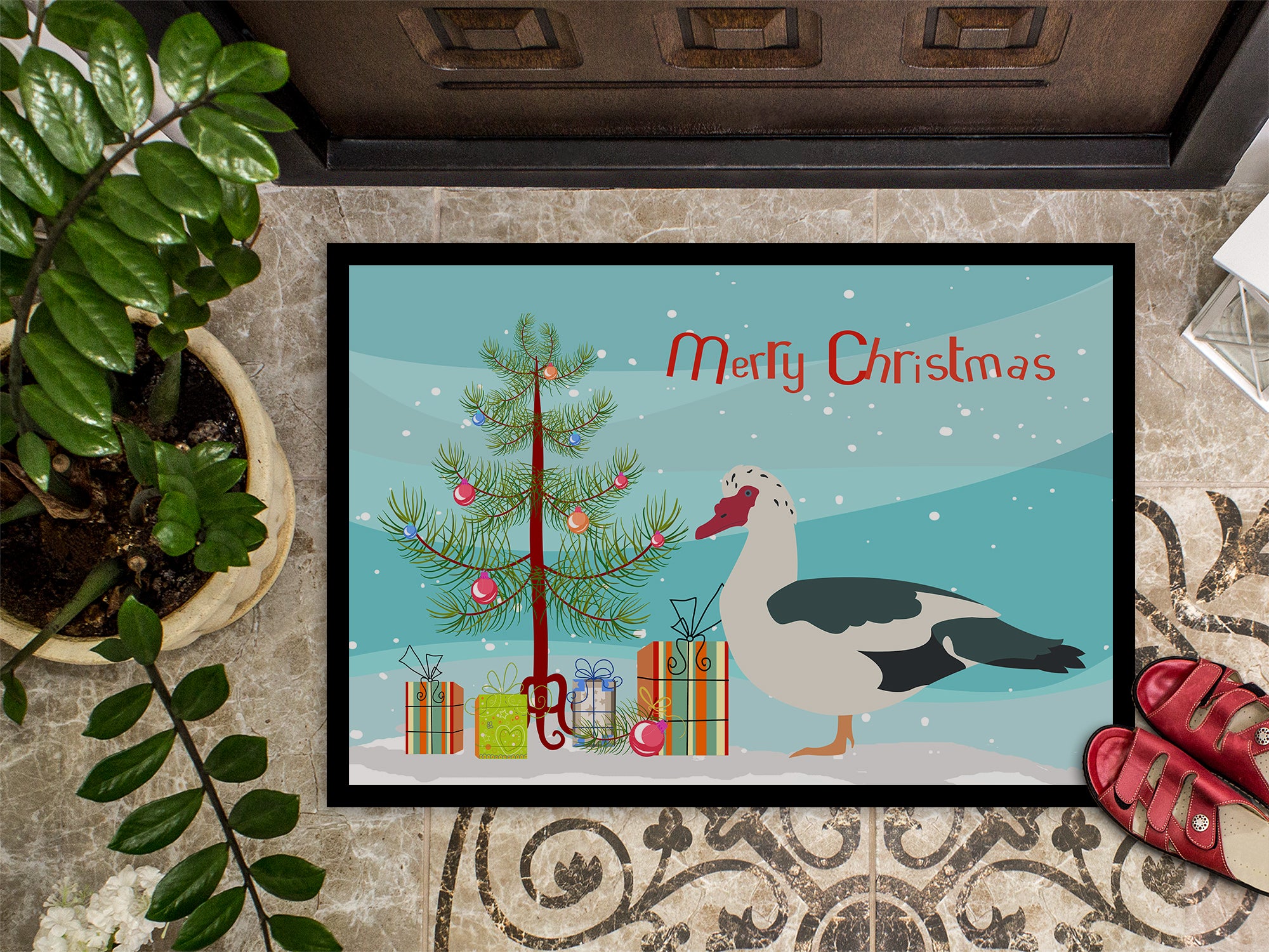 Muscovy Duck Christmas Indoor or Outdoor Mat 18x27 BB9231MAT - the-store.com