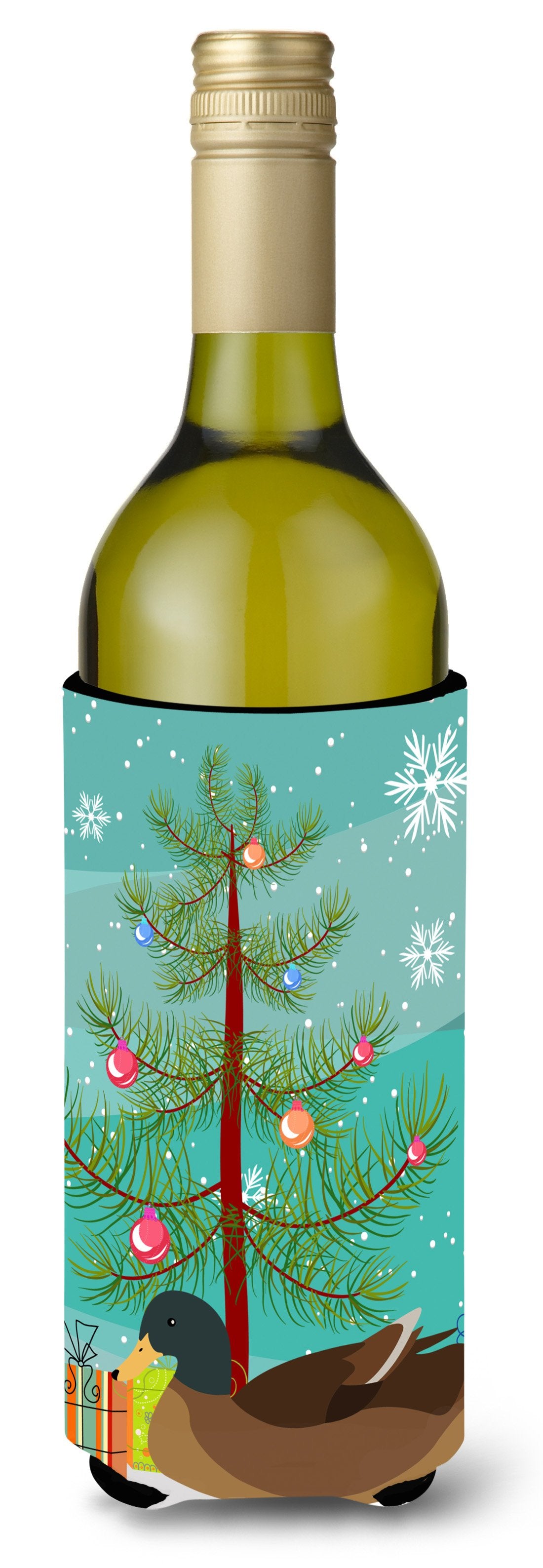 Khaki Campbell Duck Christmas Wine Bottle Beverge Insulator Hugger BB9233LITERK by Caroline&#39;s Treasures
