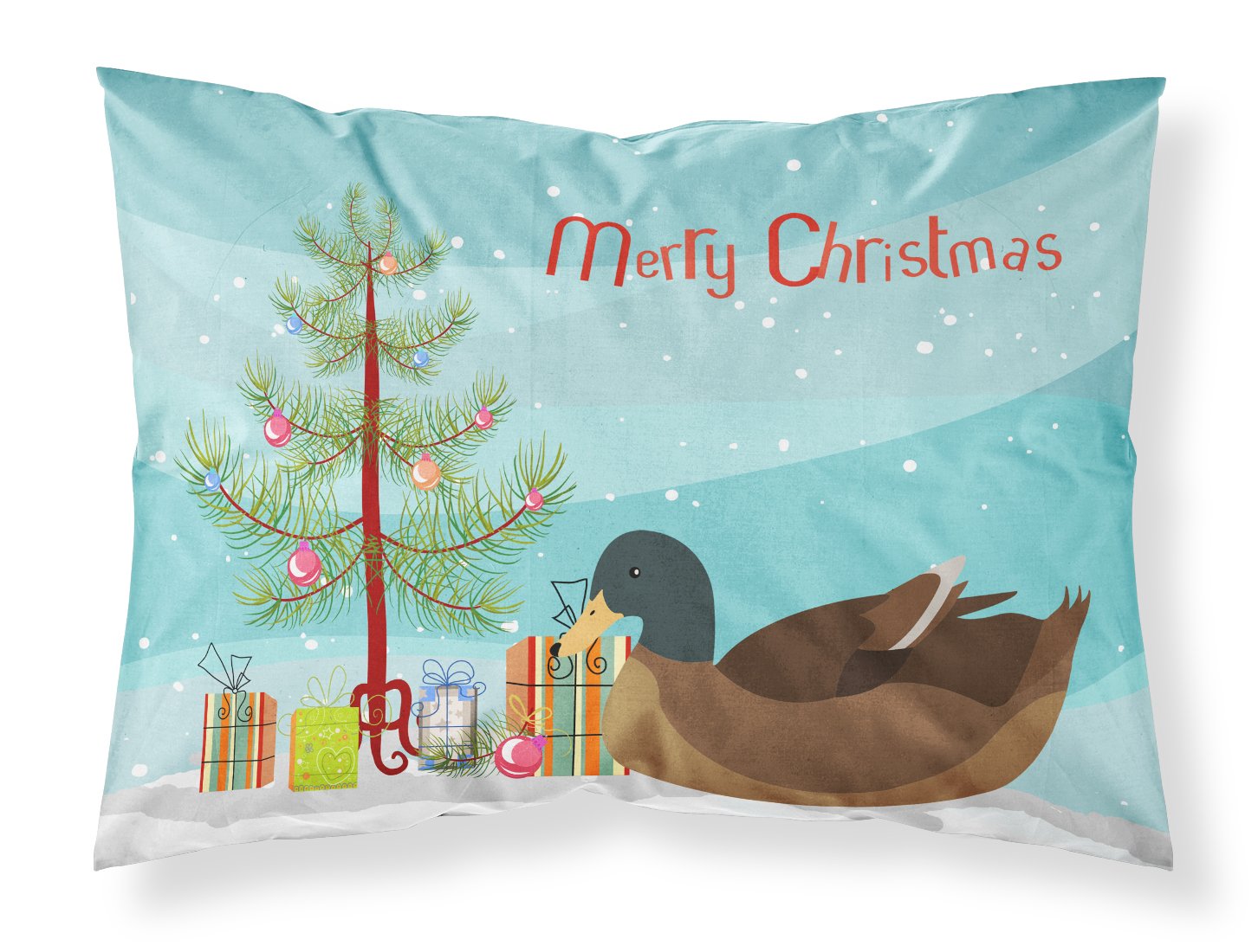 Khaki Campbell Duck Christmas Fabric Standard Pillowcase BB9233PILLOWCASE by Caroline's Treasures