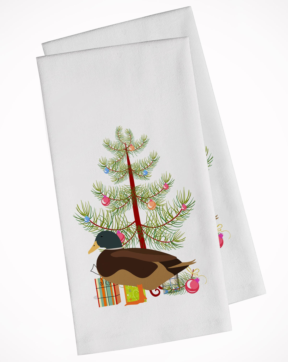 Silver Bantam Duck Christmas White Kitchen Towel Set of 2 BB9234WTKT by Caroline&#39;s Treasures