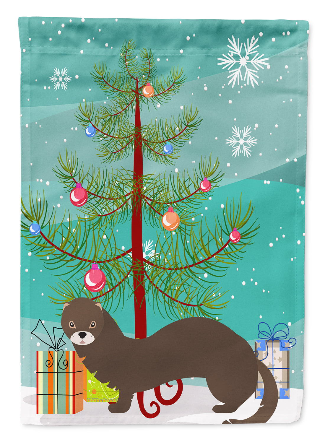 Russian or European Mink Christmas Flag Canvas House Size BB9235CHF  the-store.com.