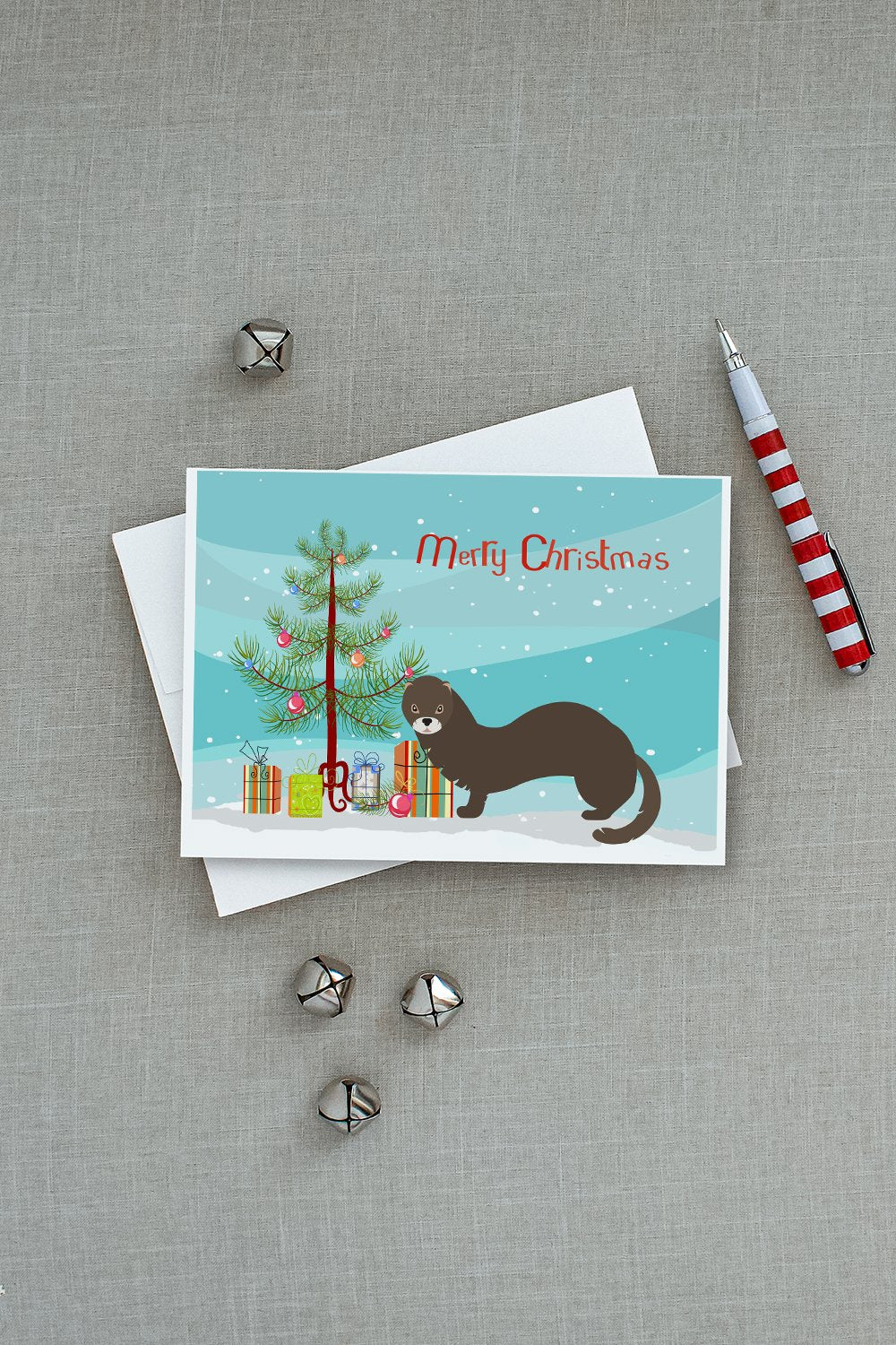 Russian or European Mink Christmas Greeting Cards and Envelopes Pack of 8 - the-store.com