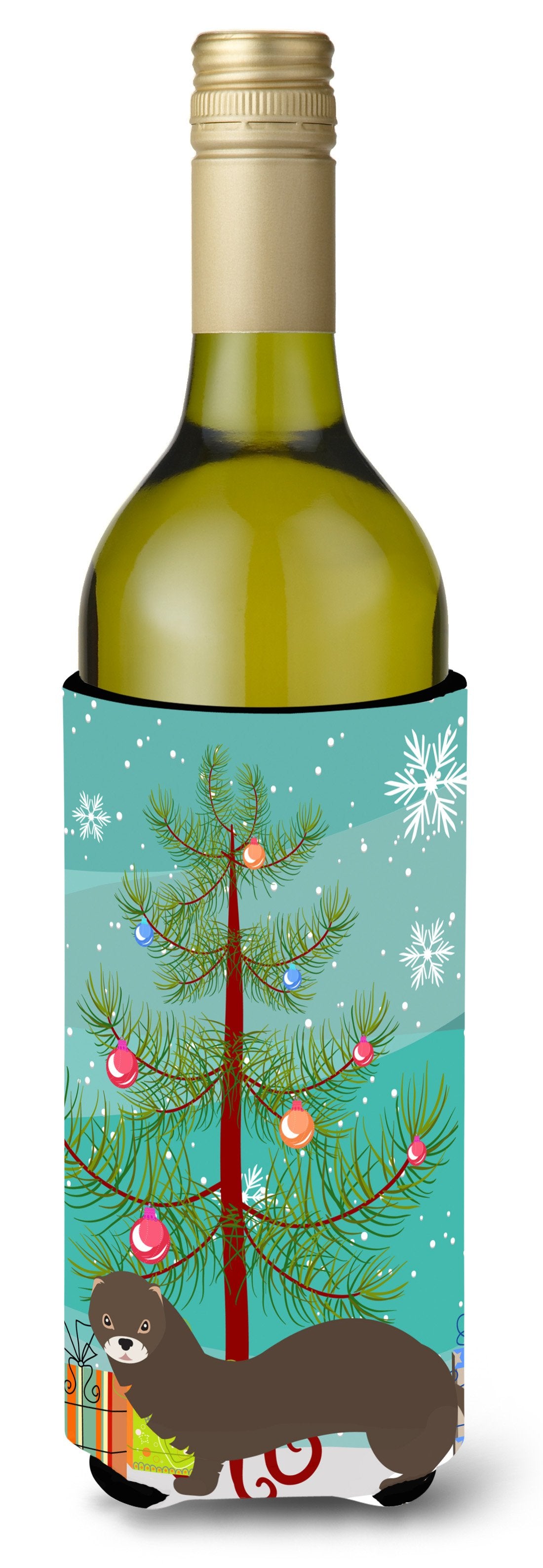 Russian or European Mink Christmas Wine Bottle Beverge Insulator Hugger BB9235LITERK by Caroline&#39;s Treasures