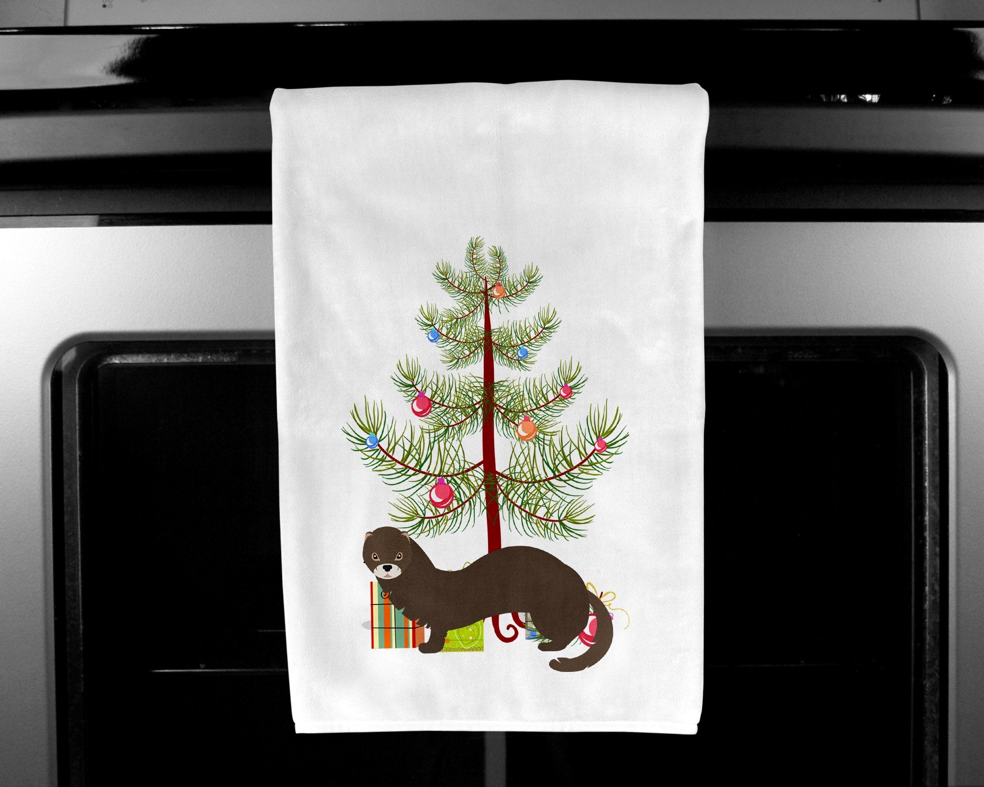 Russian or European Mink Christmas White Kitchen Towel Set of 2 BB9235WTKT by Caroline's Treasures