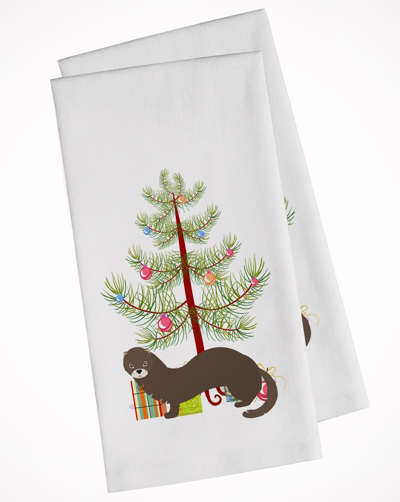 Russian or European Mink Christmas White Kitchen Towel Set of 2 BB9235WTKT by Caroline's Treasures
